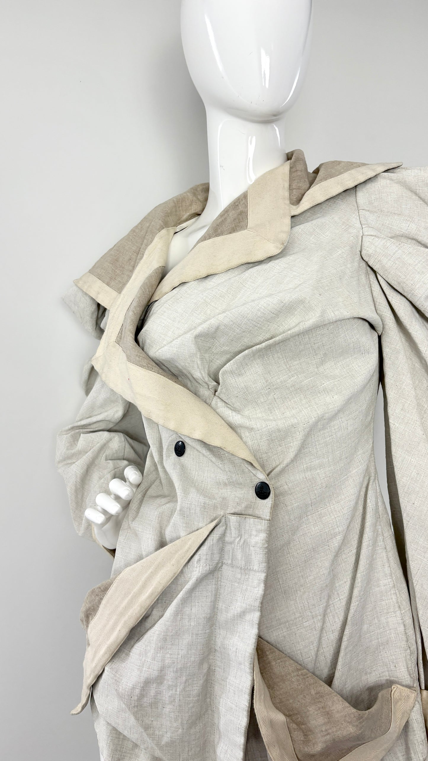 Vivienne Westwood Linen asymmetric jacket with black paint stripe