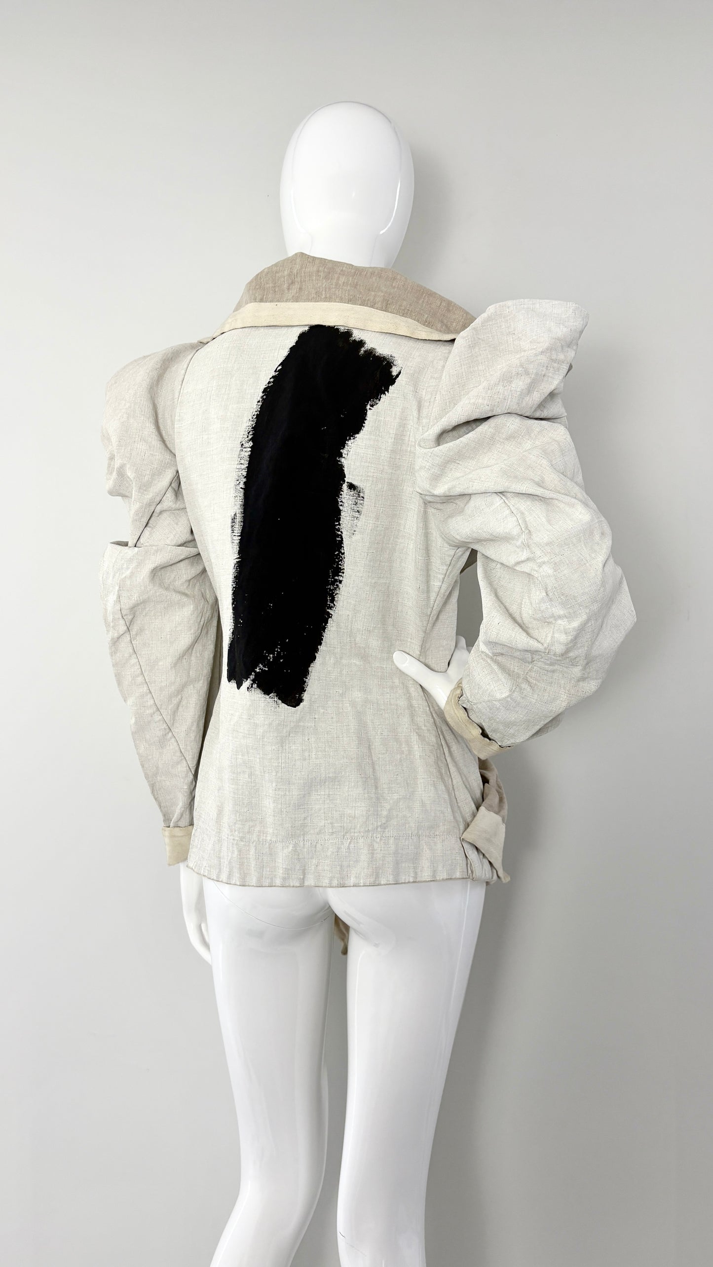 Vivienne Westwood Linen asymmetric jacket with black paint stripe