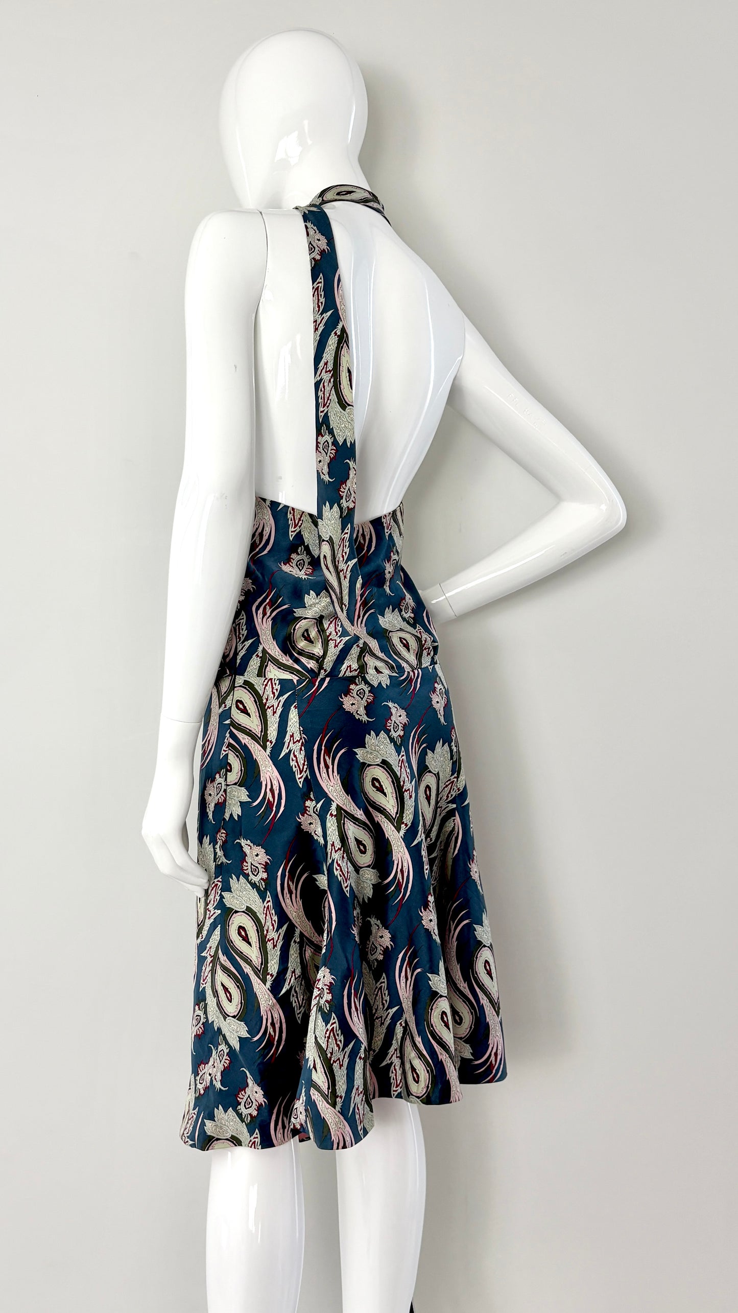 Alexander McQueen S/S 2001 'VOSS' collection paisley print tie dress