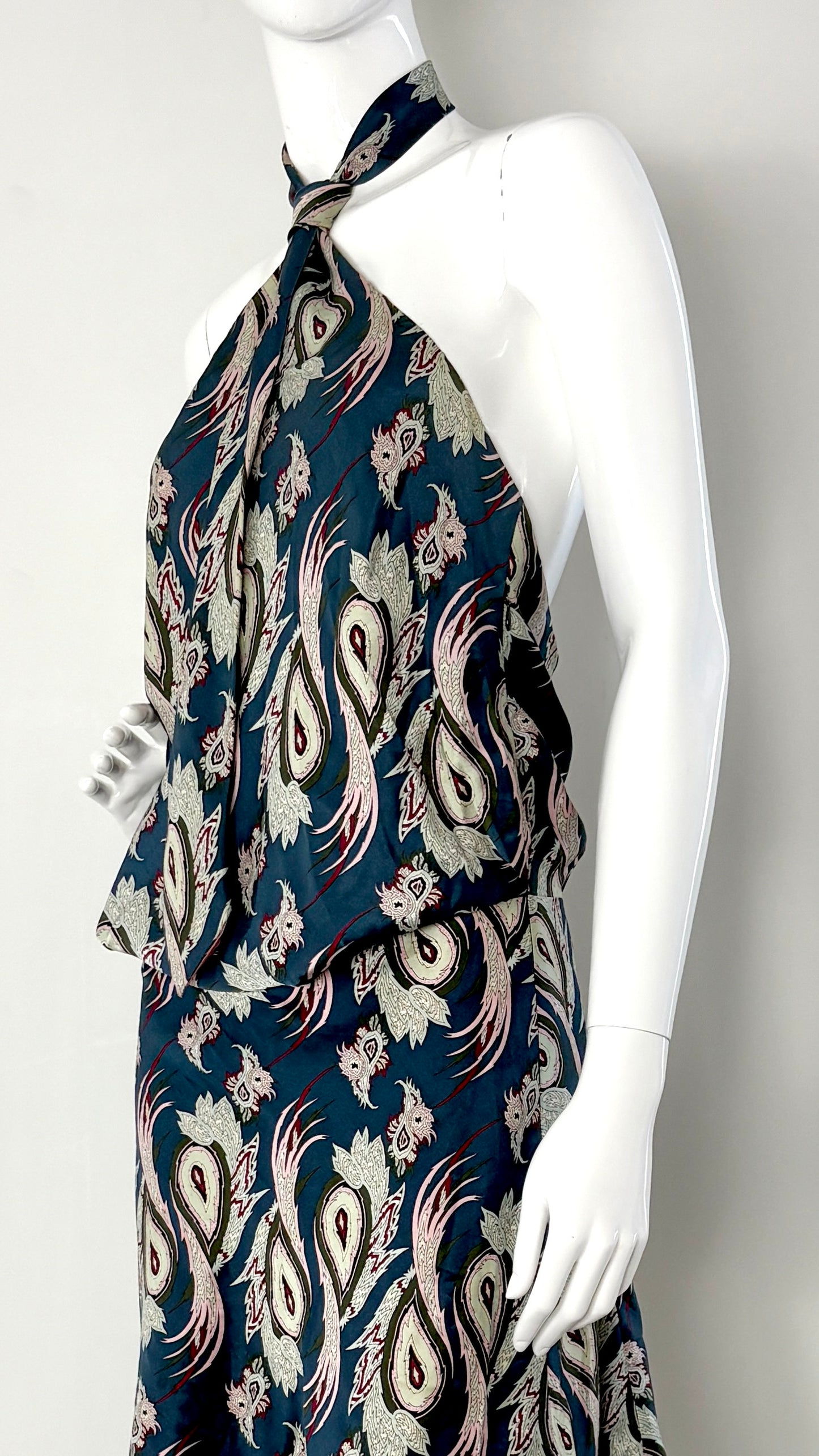 Alexander McQueen S/S 2001 'VOSS' collection paisley print tie dress