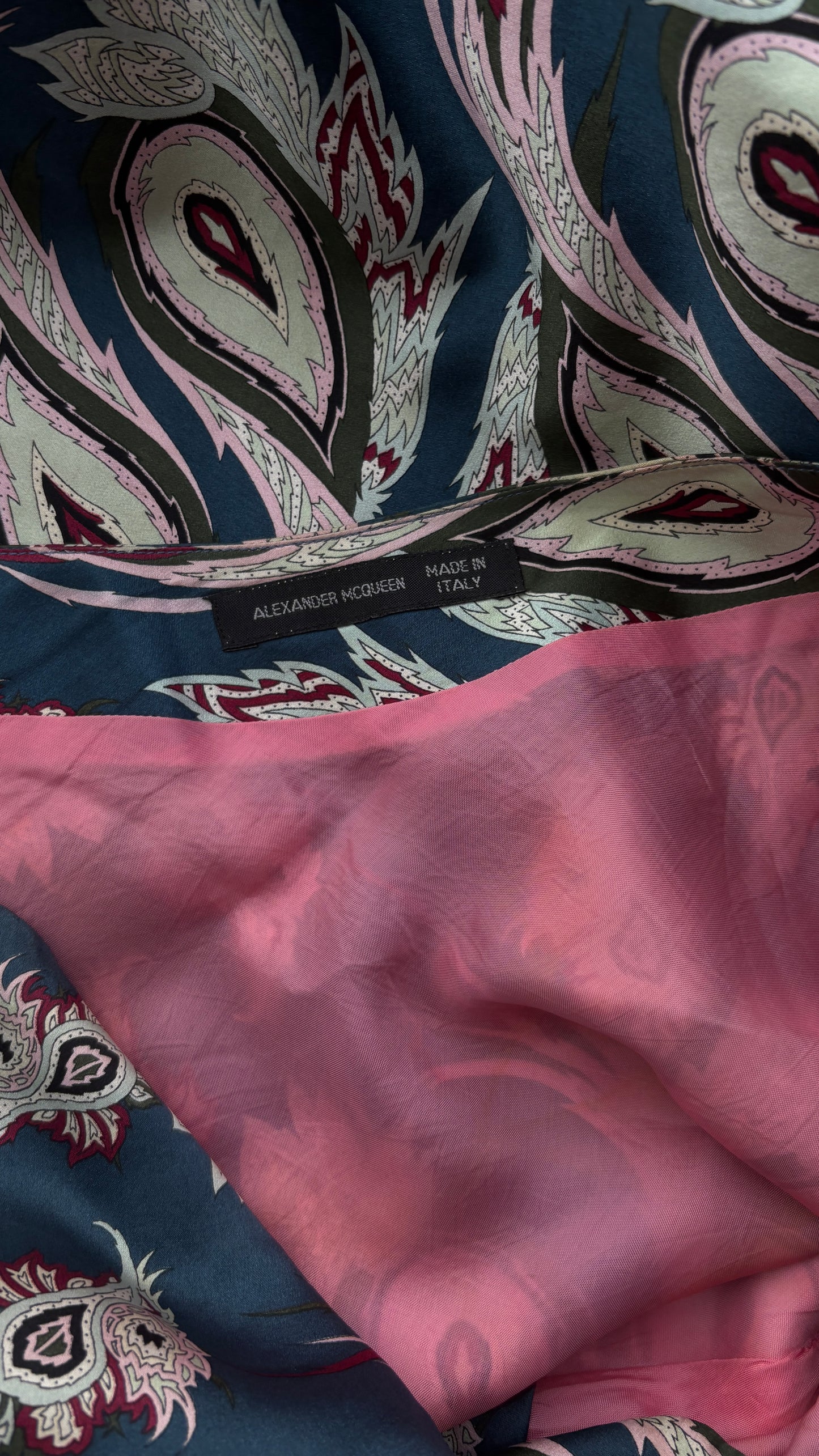 Alexander McQueen S/S 2001 'VOSS' collection paisley print tie dress