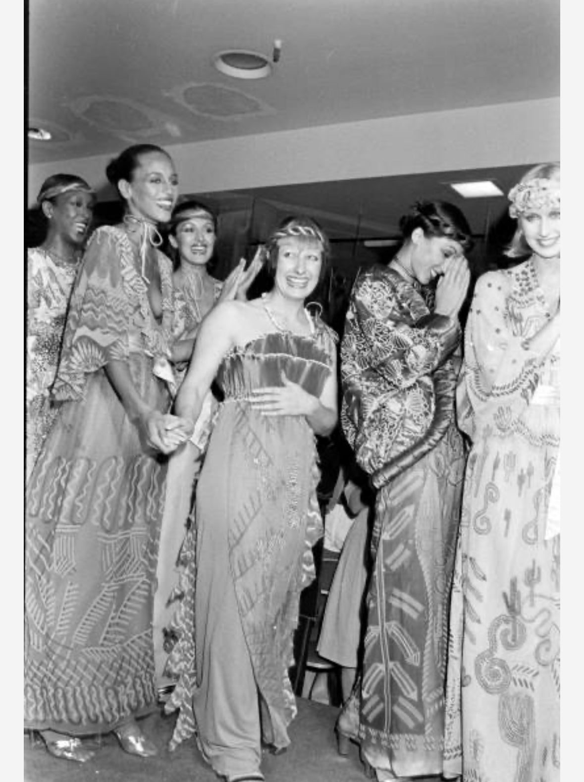 Zandra Rhodes S/S 1976 'Cactus and Cowboy' collection printed chiffon dress with satin sash