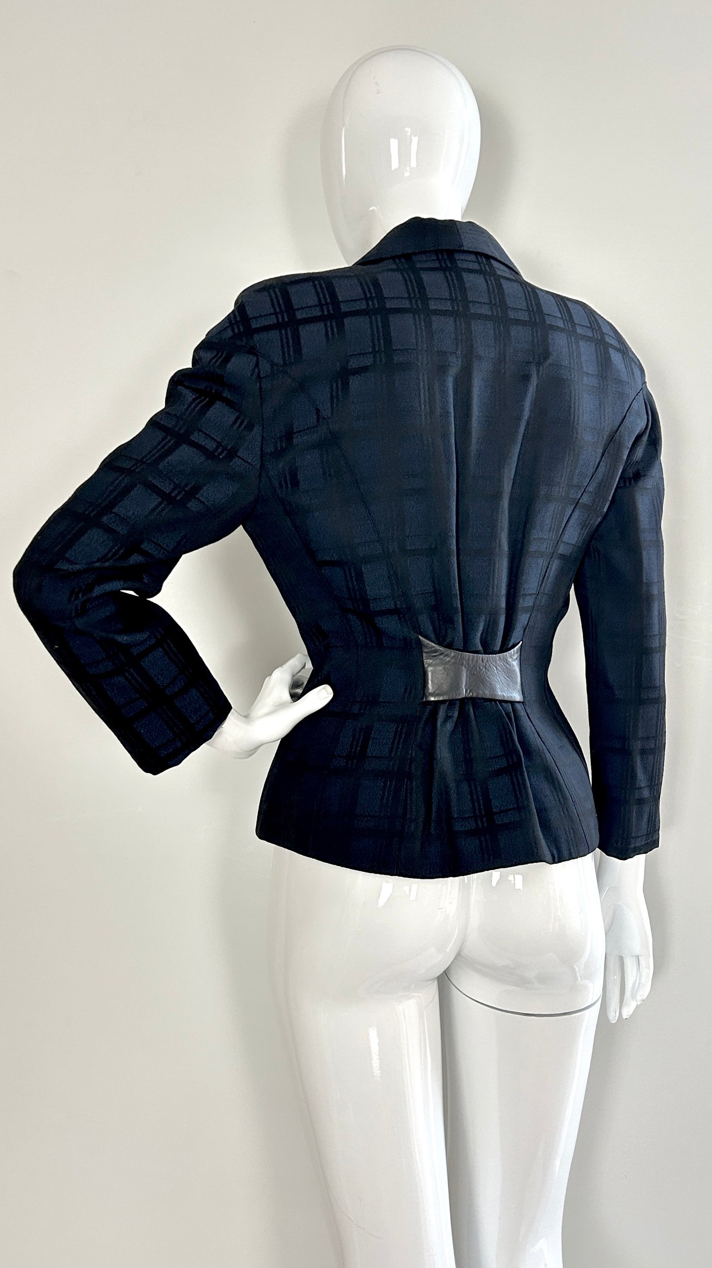 Thierry Mugler check jacket with leather detail