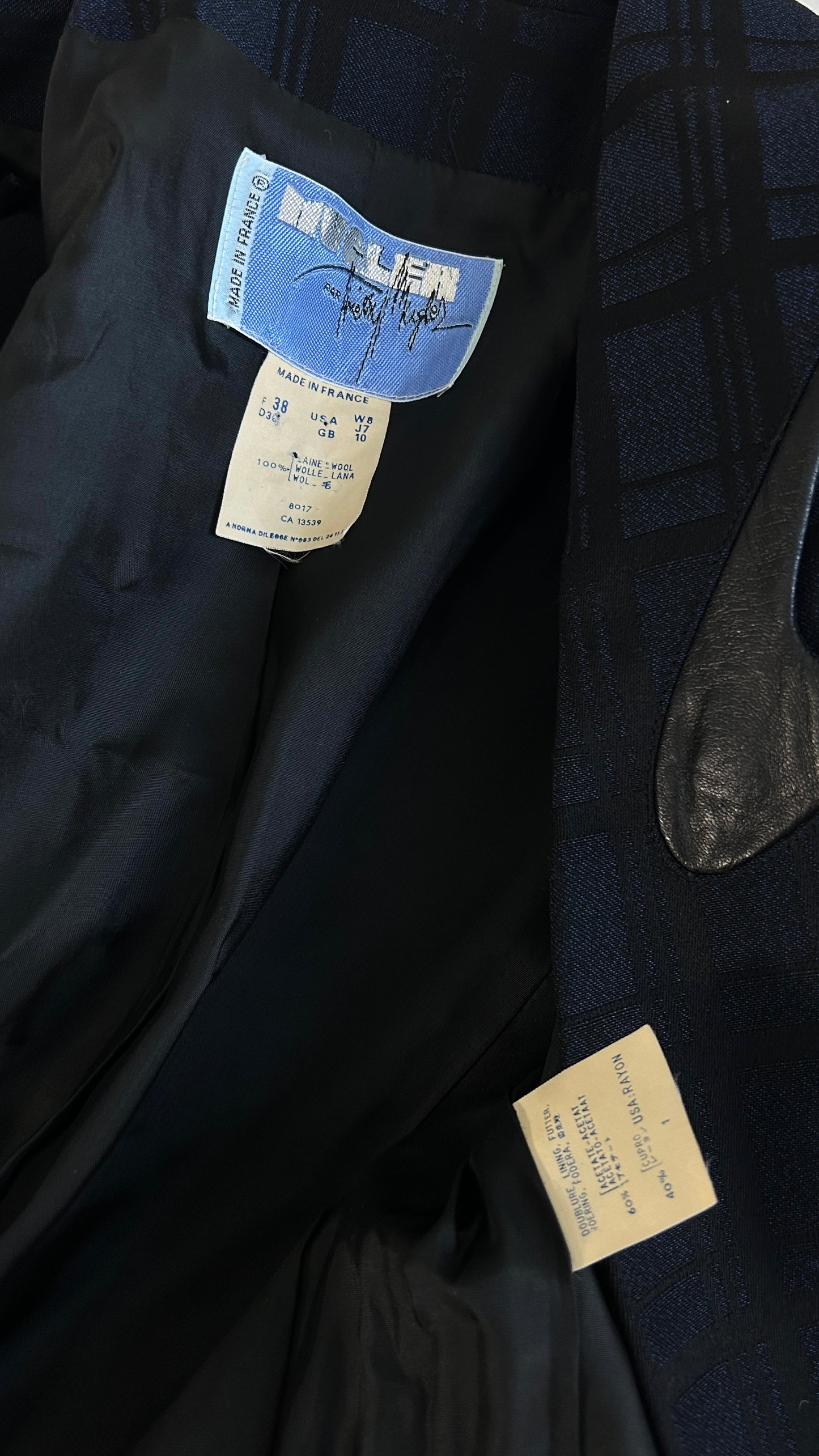 Thierry Mugler check jacket with leather detail