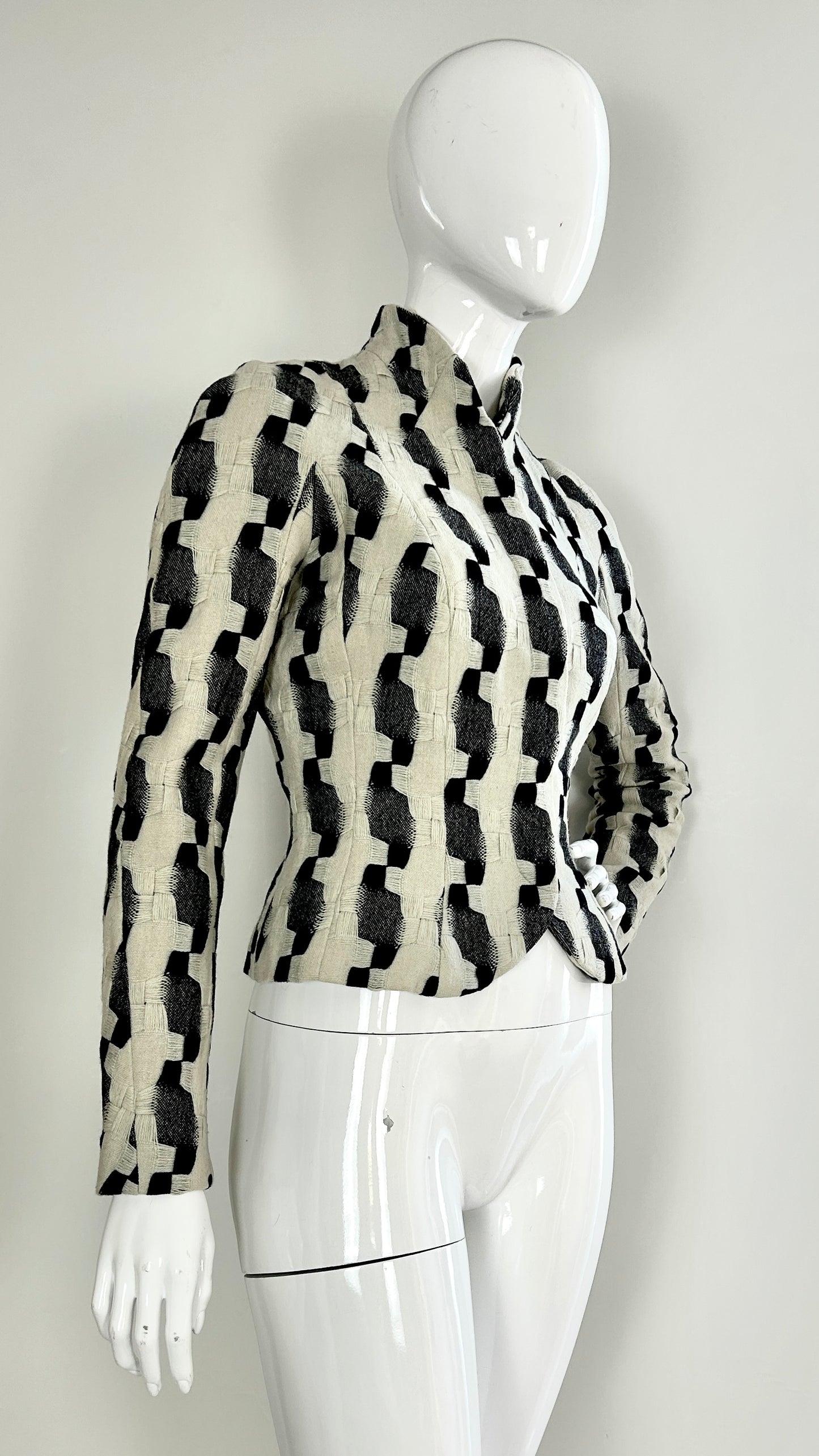 John Galliano A/W 1999 geometric fabric tailored jacket