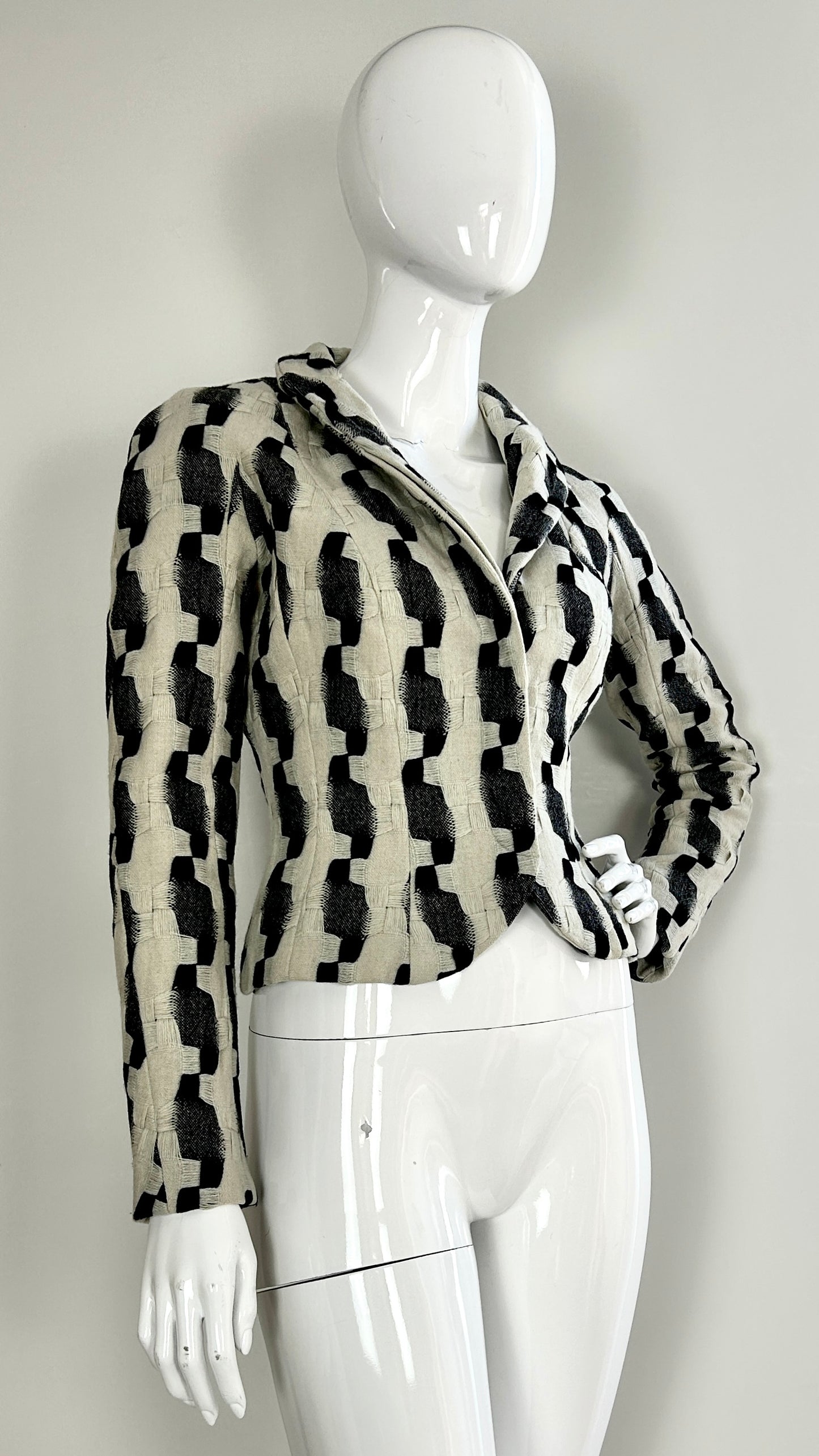 John Galliano A/W 1999 geometric fabric tailored jacket