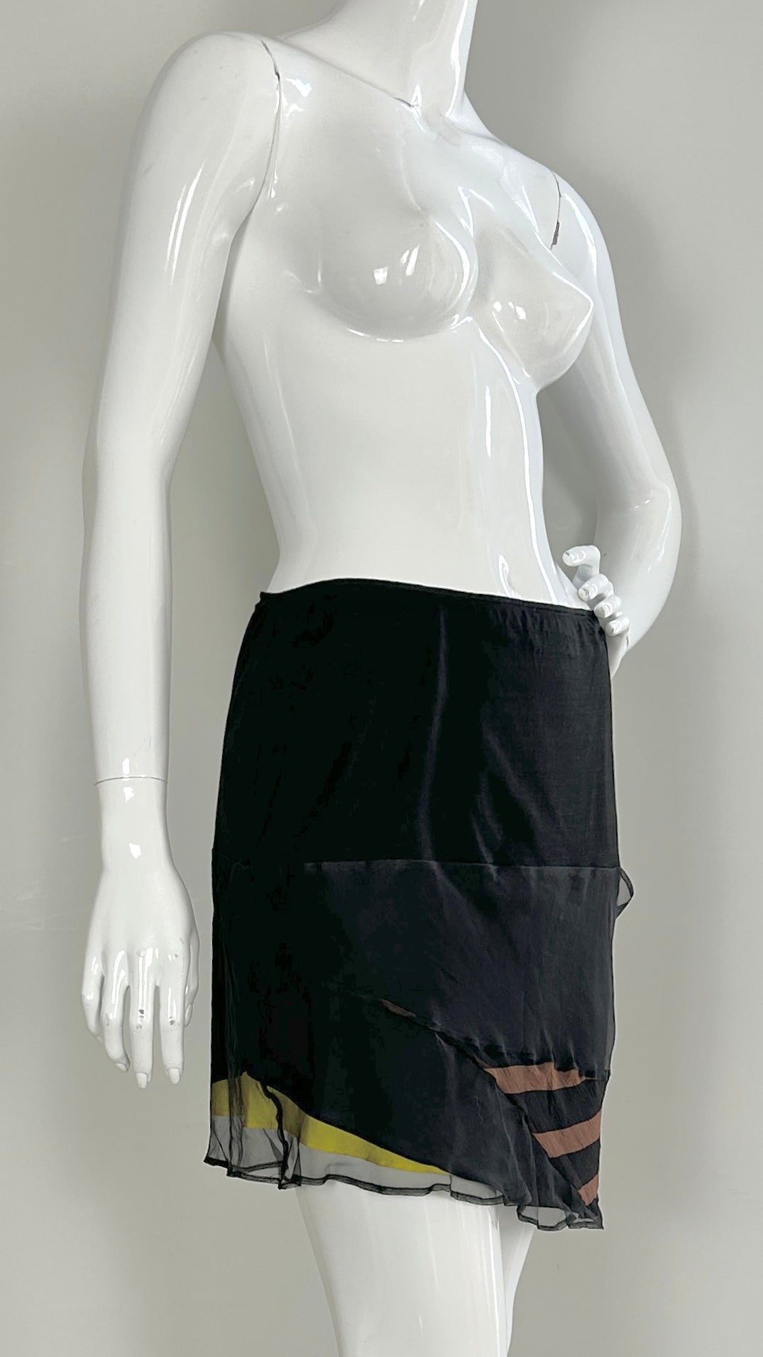 Helmut Lang geometric chiffon skirt