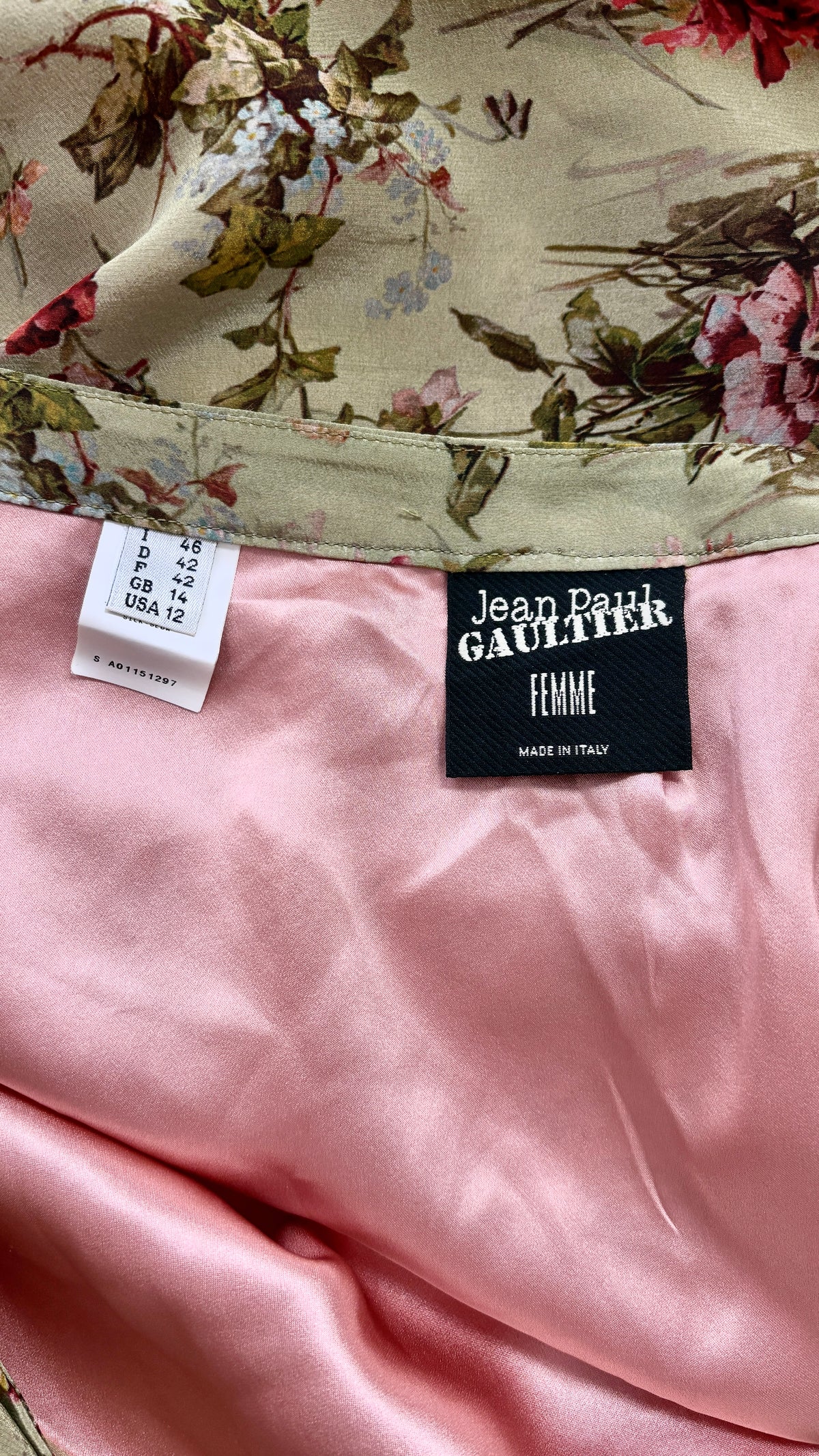 Jean Paul Gaultier floral skirt and shirt ensemble