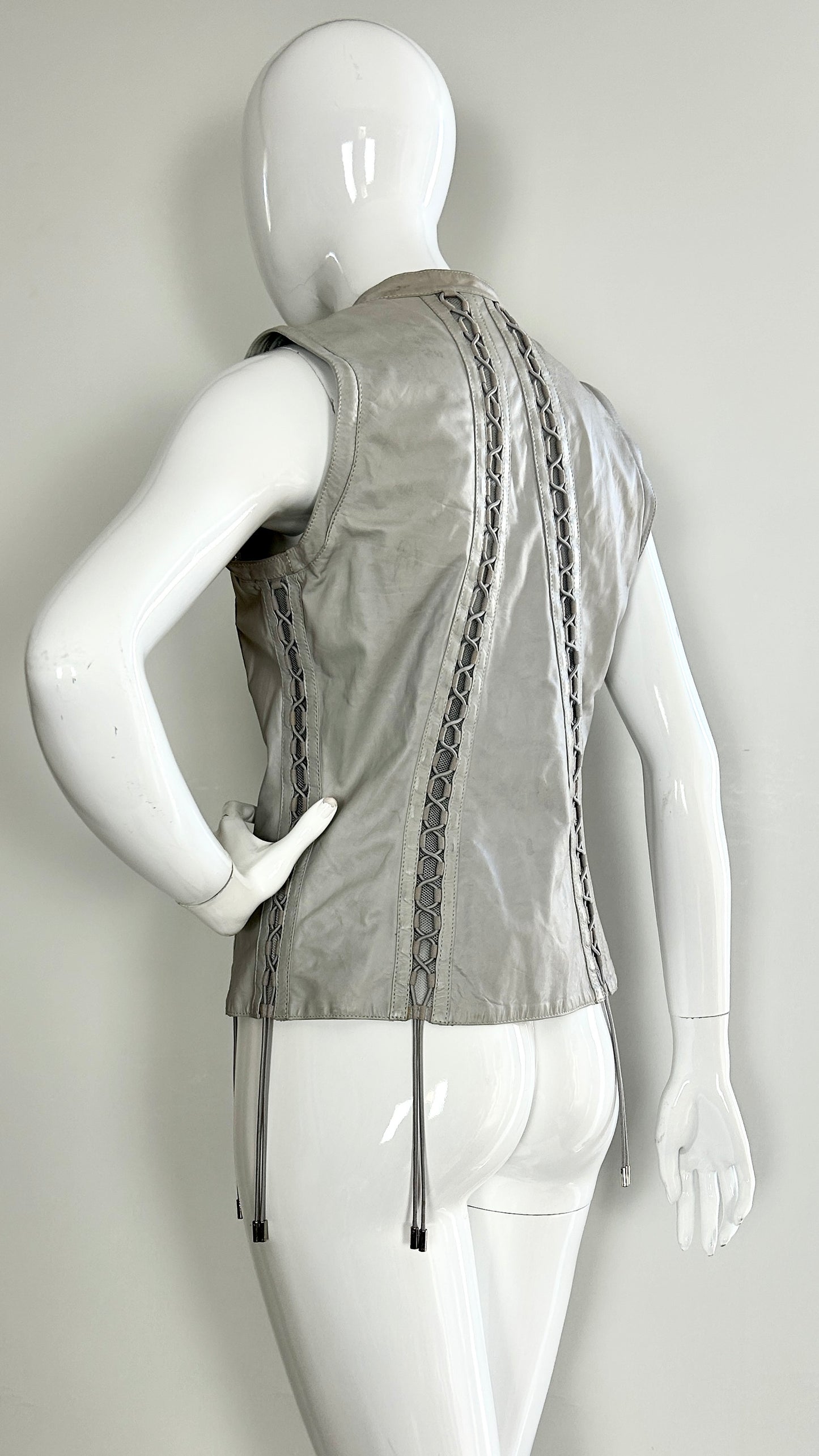 Gucci leather bomber with detachable sleeves