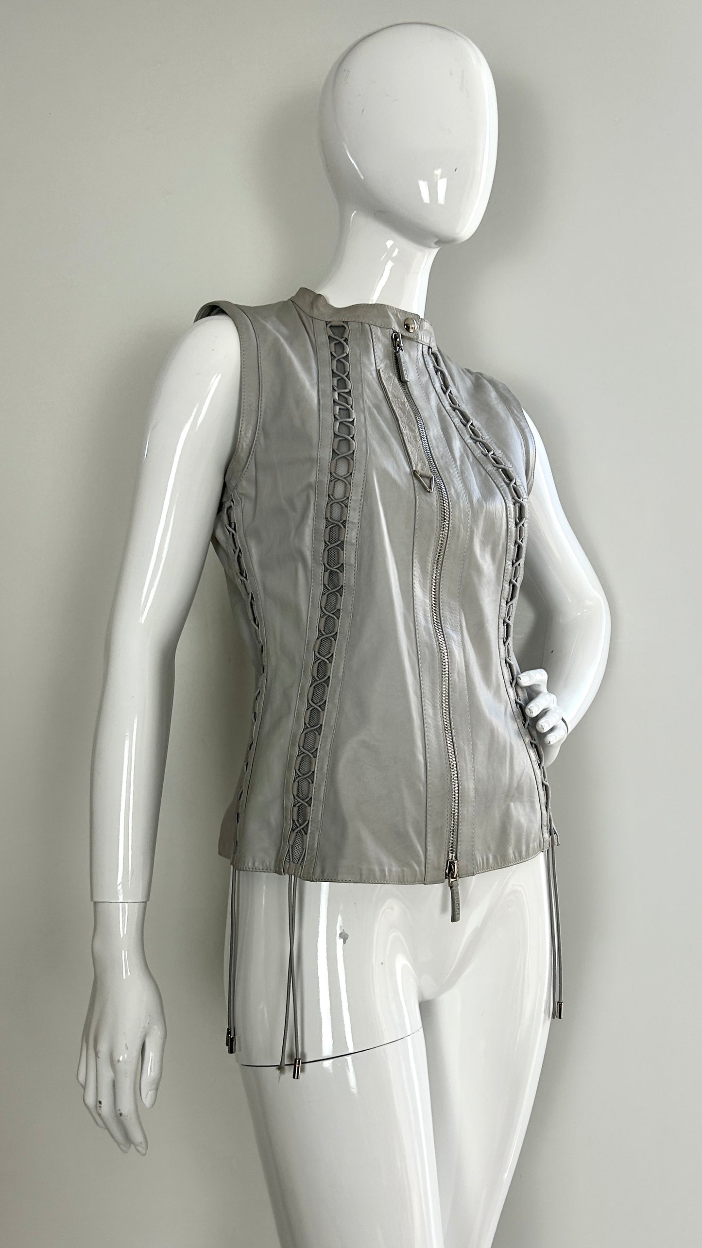 Gucci leather bomber with detachable sleeves