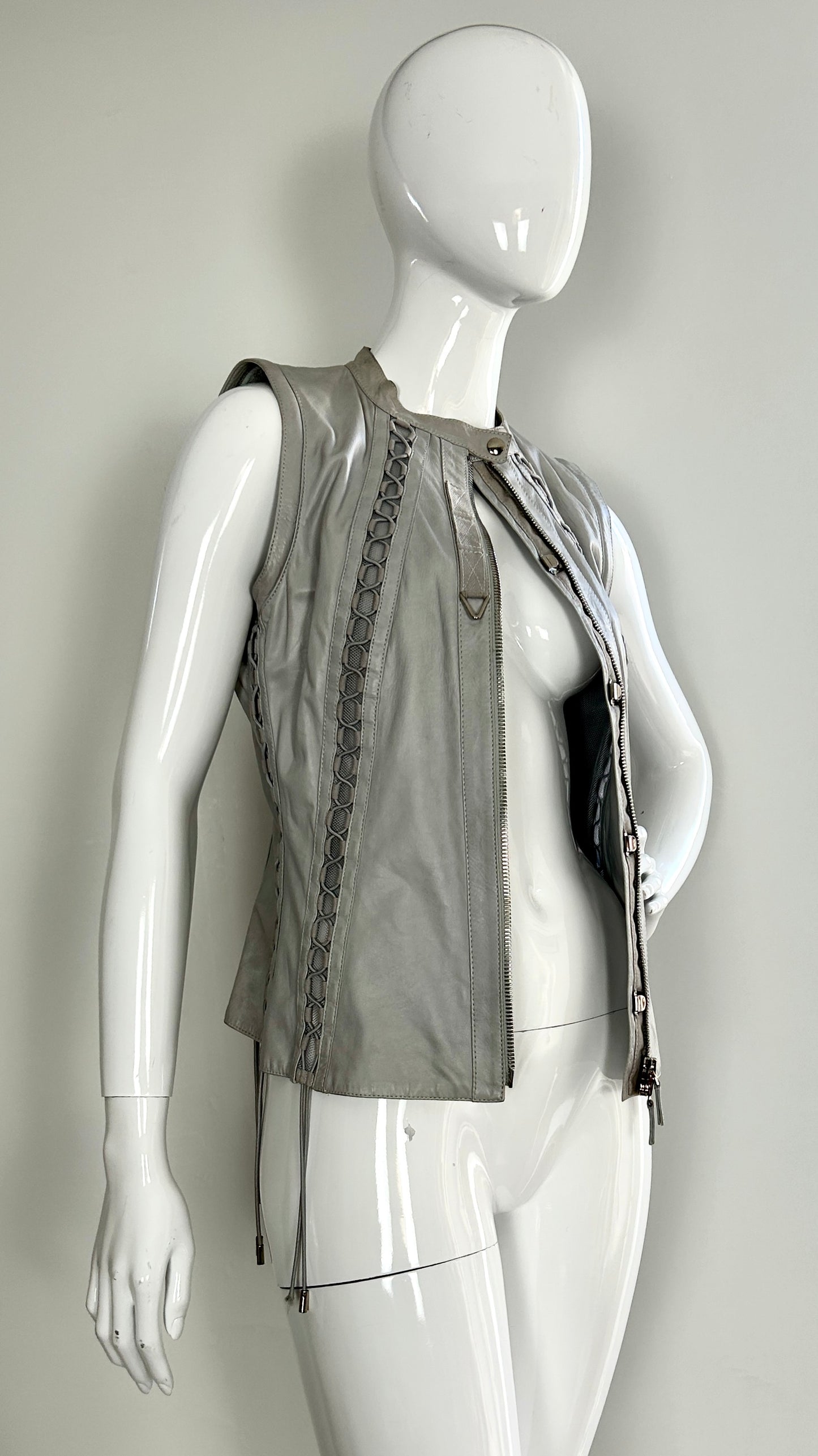Gucci leather bomber with detachable sleeves
