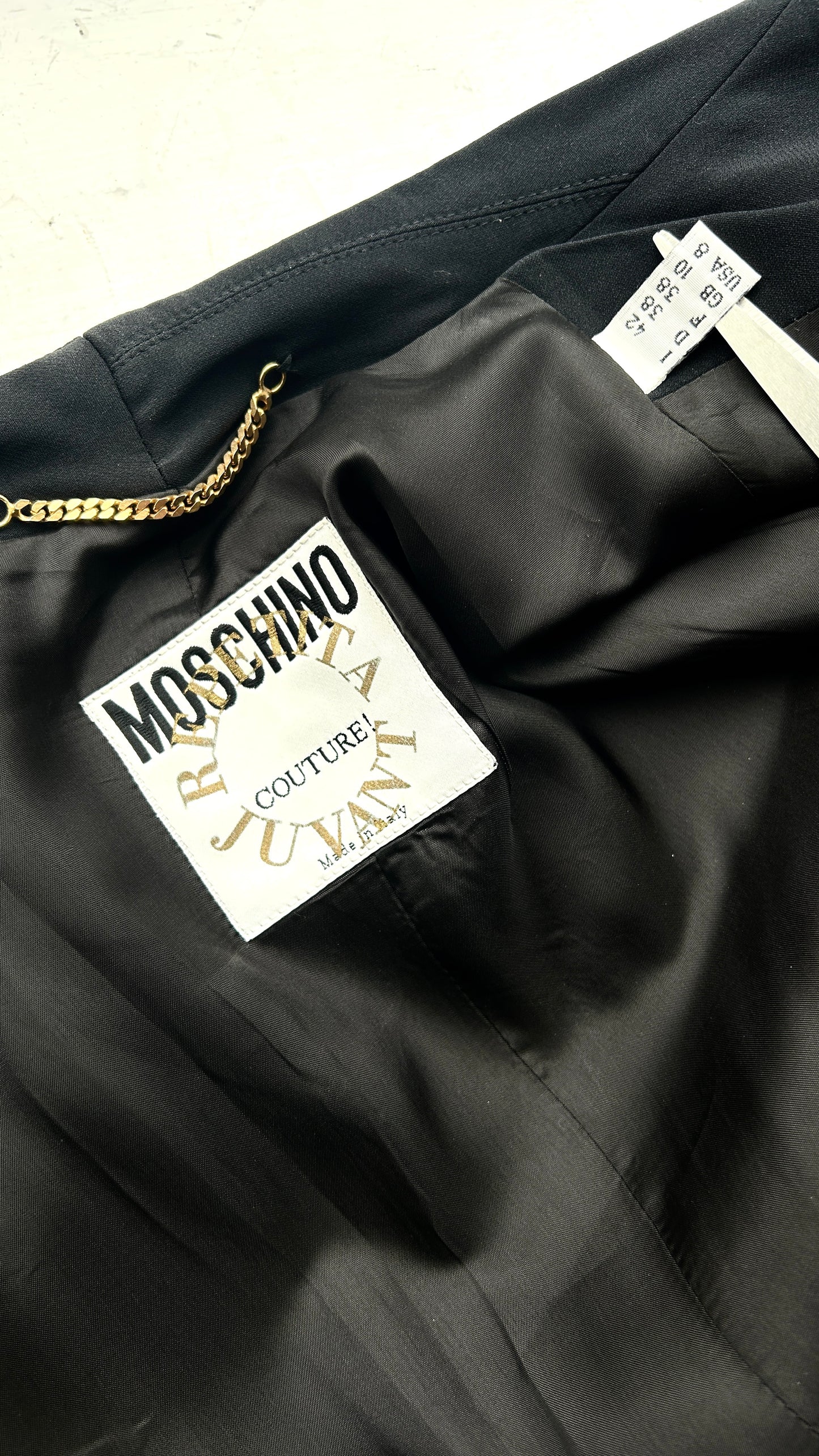 Moschino Couture draped jacket with fringe trim