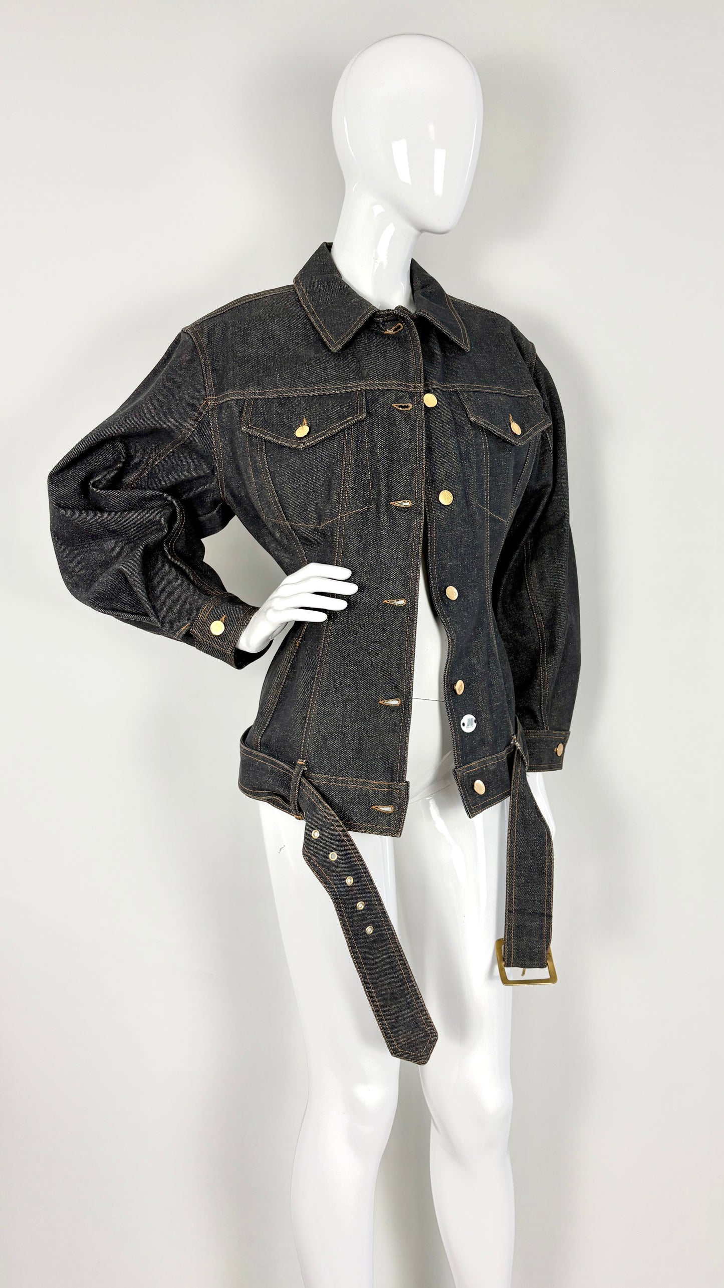Junior Gaultier sculpted denim jacket with integrated belt
