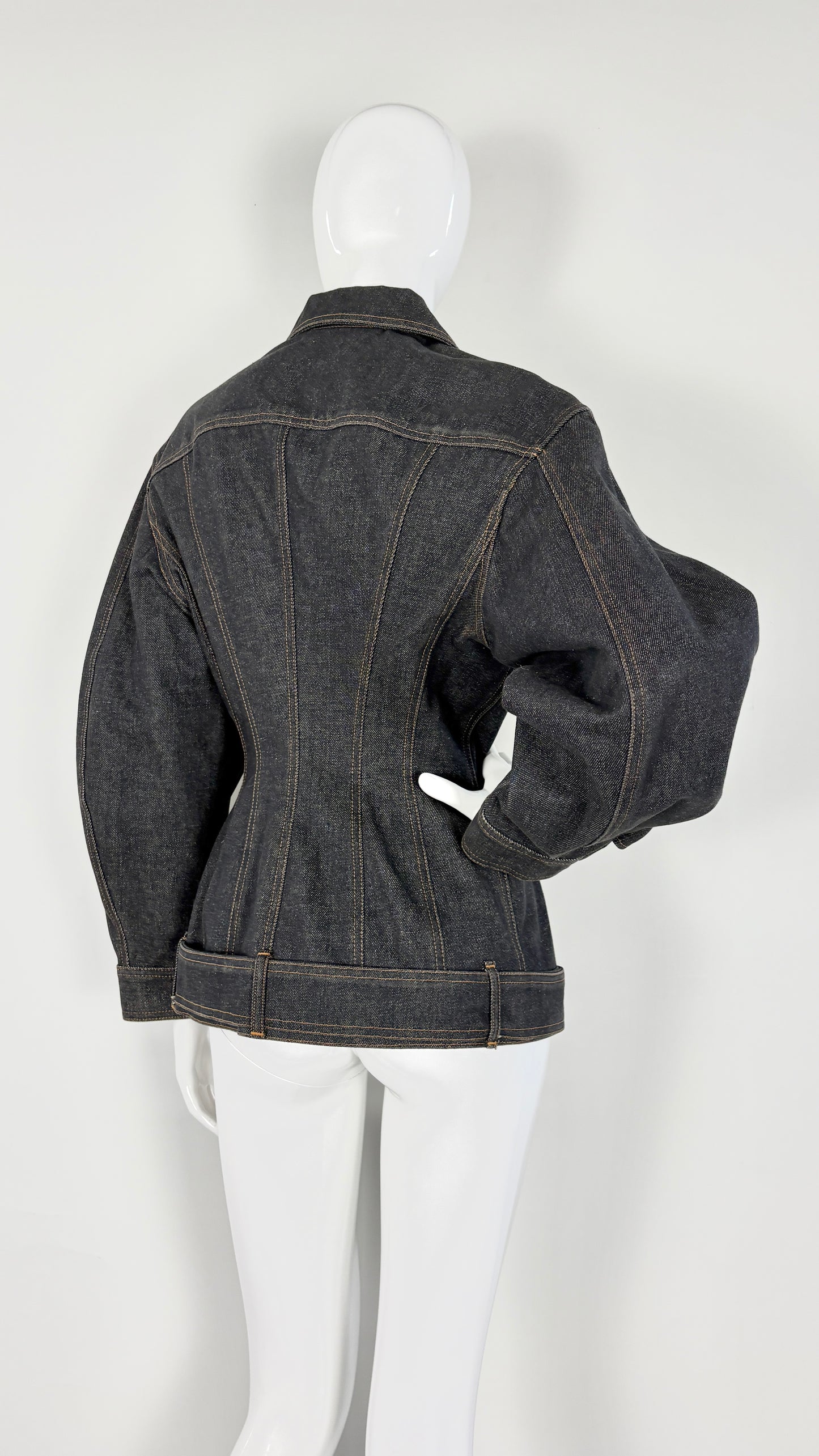 Junior Gaultier sculpted denim jacket with integrated belt