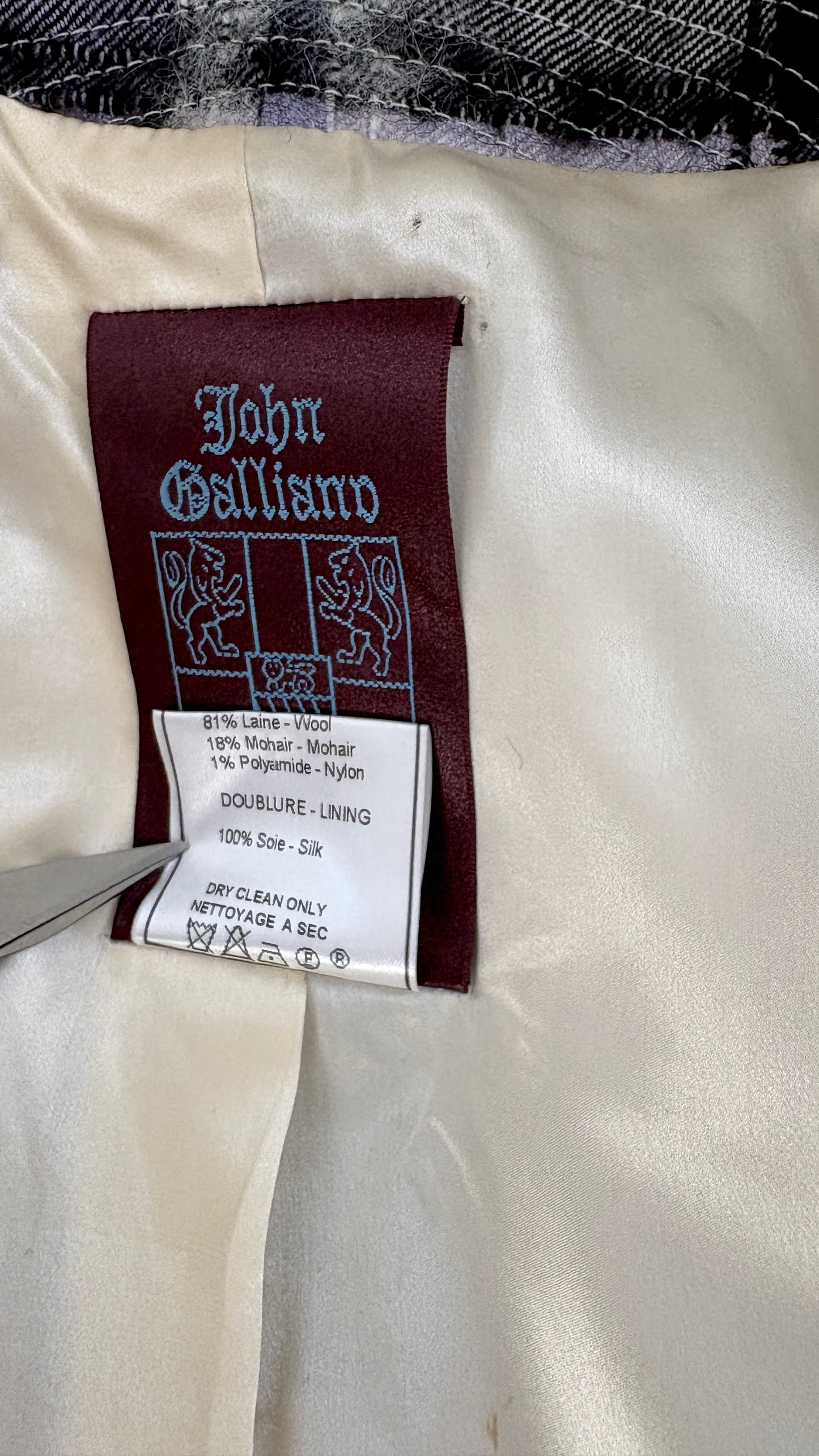 John Galliano A/W 1998 wool and mohair jacket with draped collar