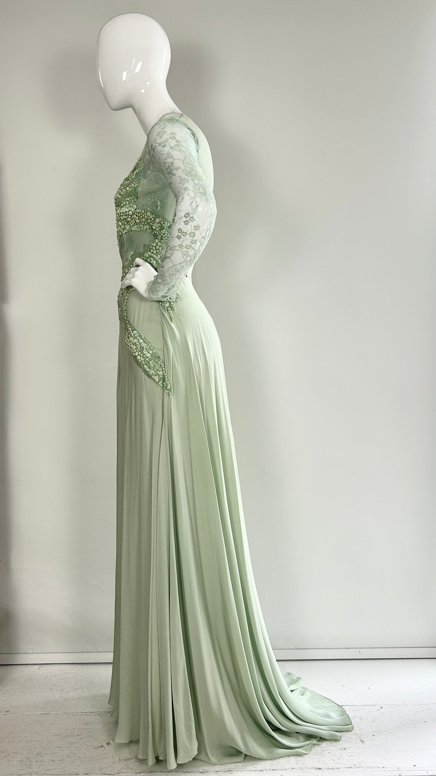 Elie Saab mint green beaded gown
