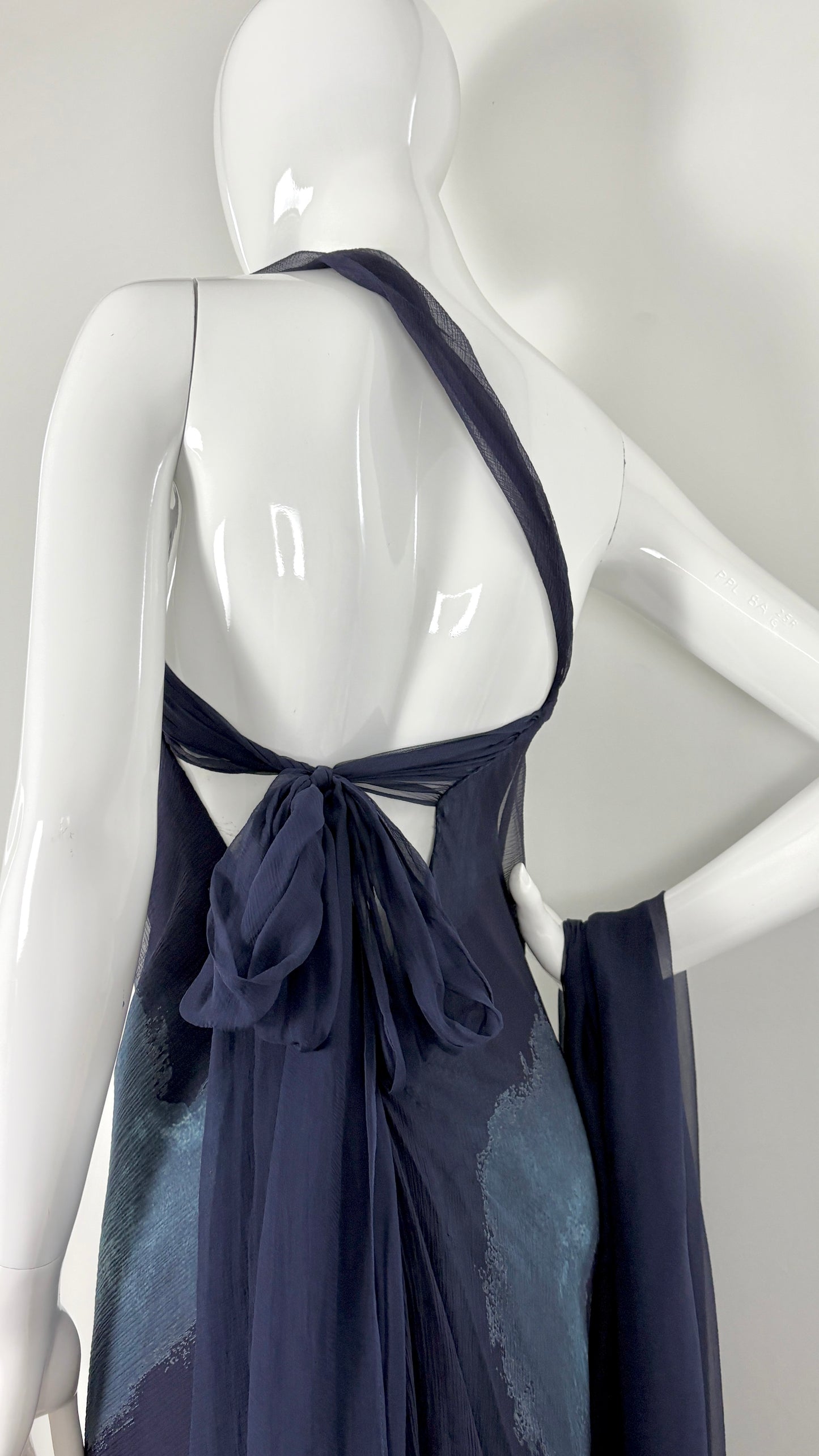 Donna Karan S/S 2000 floral print chiffon asymmetric dress