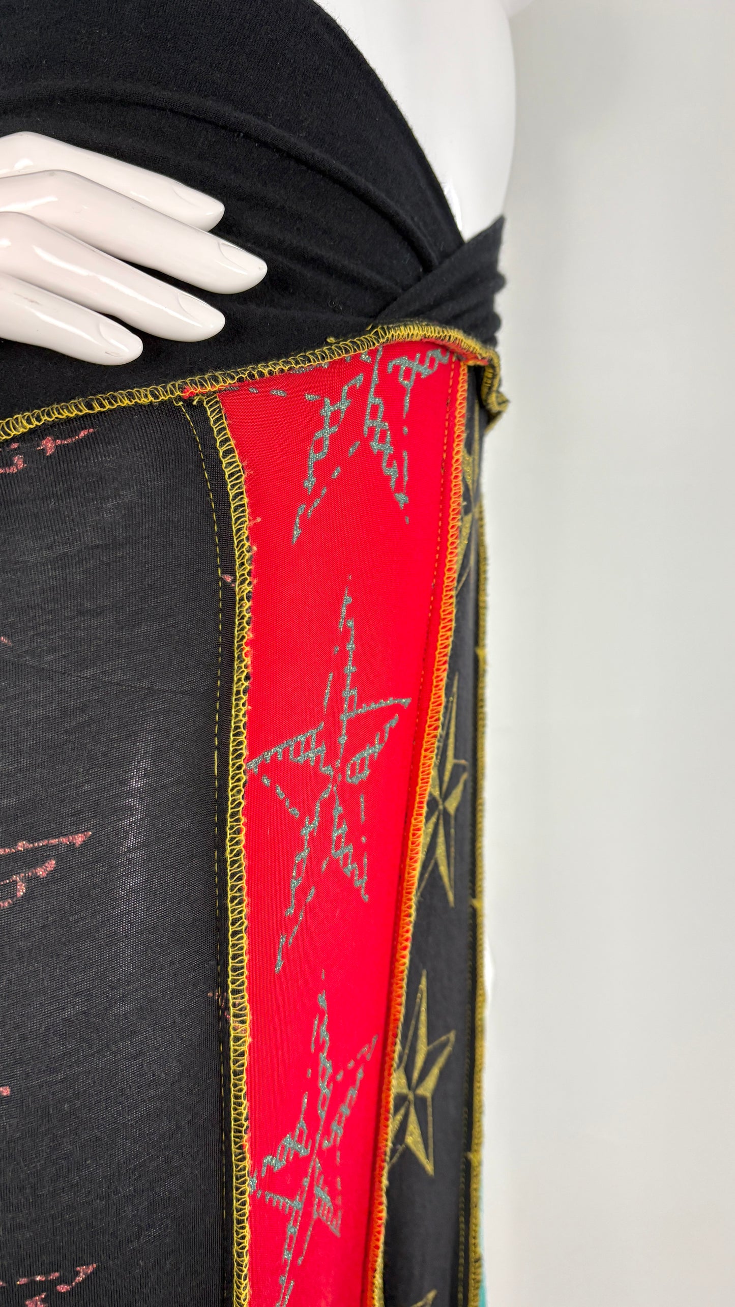 Bodymap star print flared jersey skirt