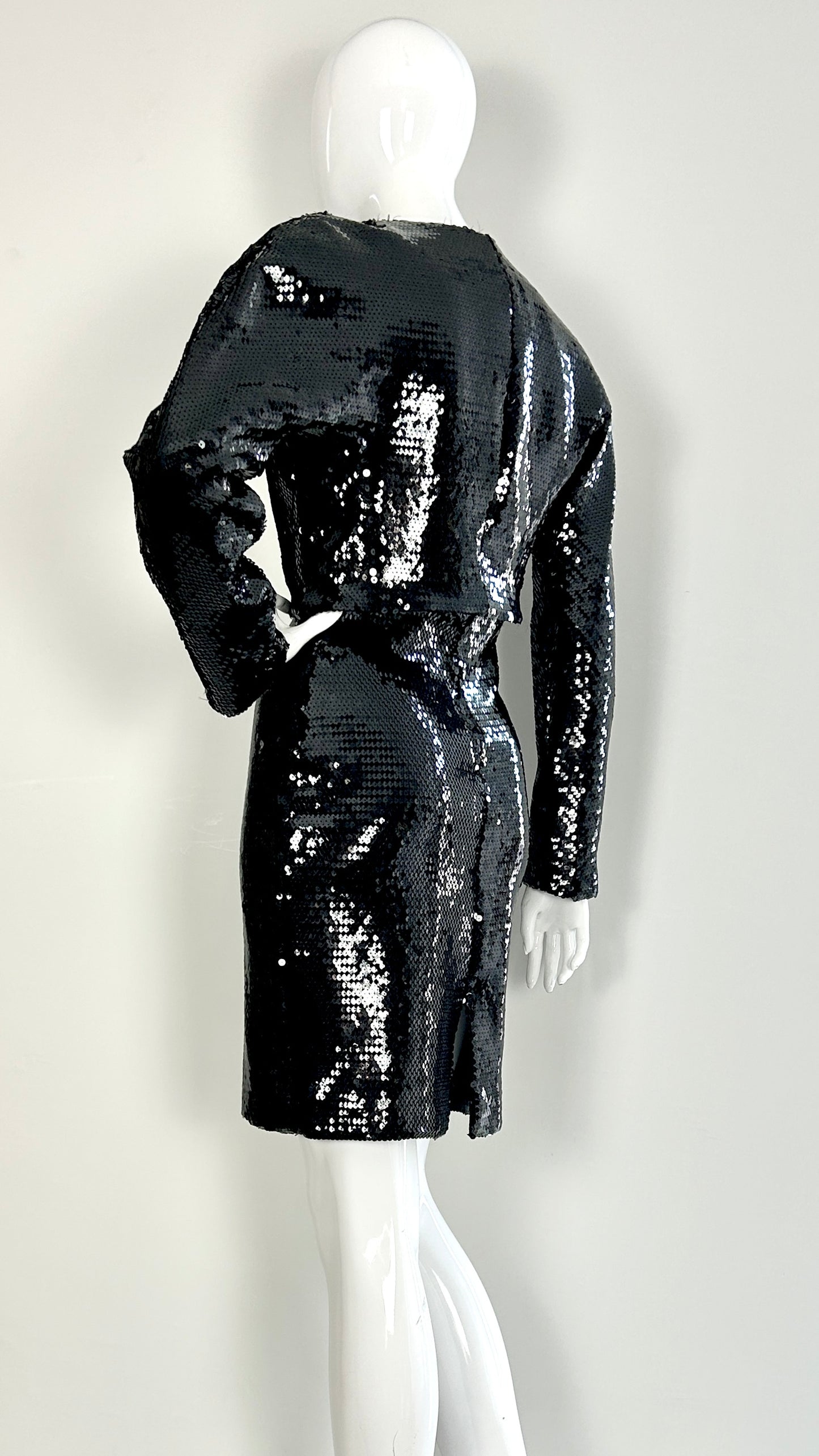 Stephen Sprouse black sequin asymmetric two piece