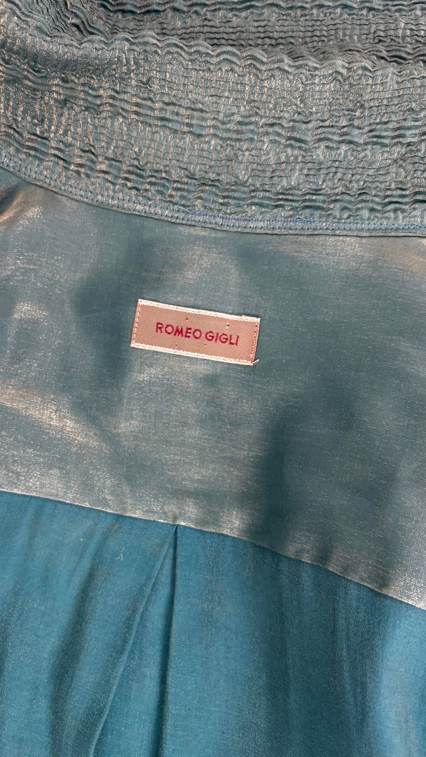Romeo Gigli metallic blouse with pleated pussy bow