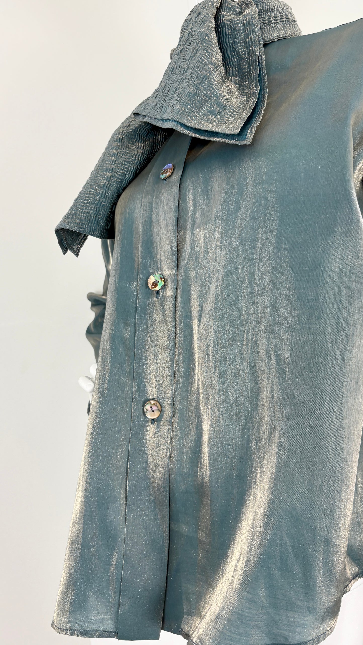 Romeo Gigli metallic blouse with pleated pussy bow