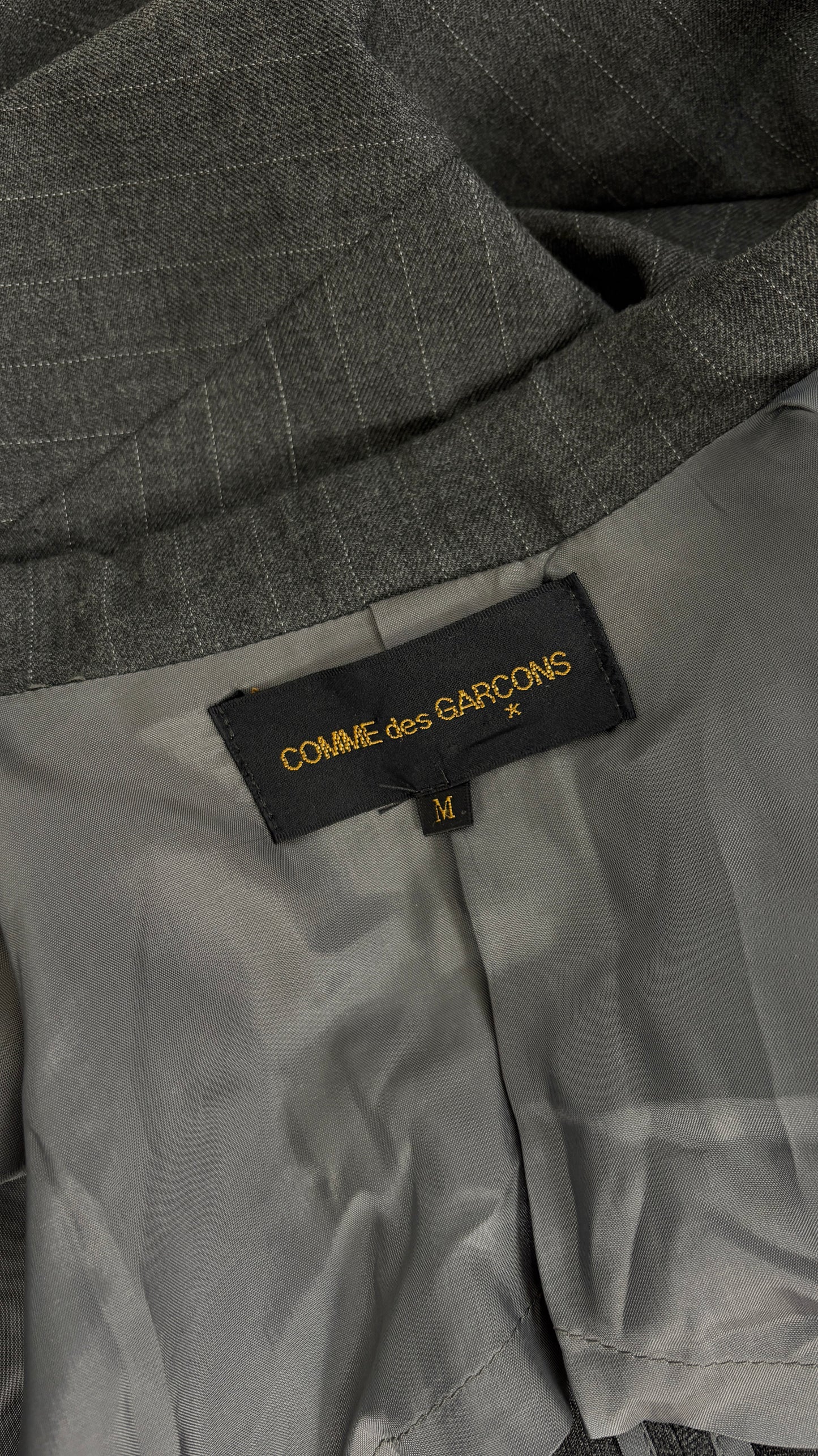 Comme des Garcons 1993 grey pinstripe ensemble