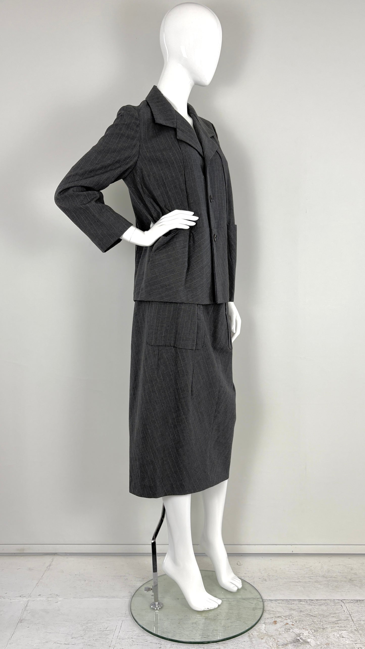 Comme des Garcons 1993 grey pinstripe ensemble