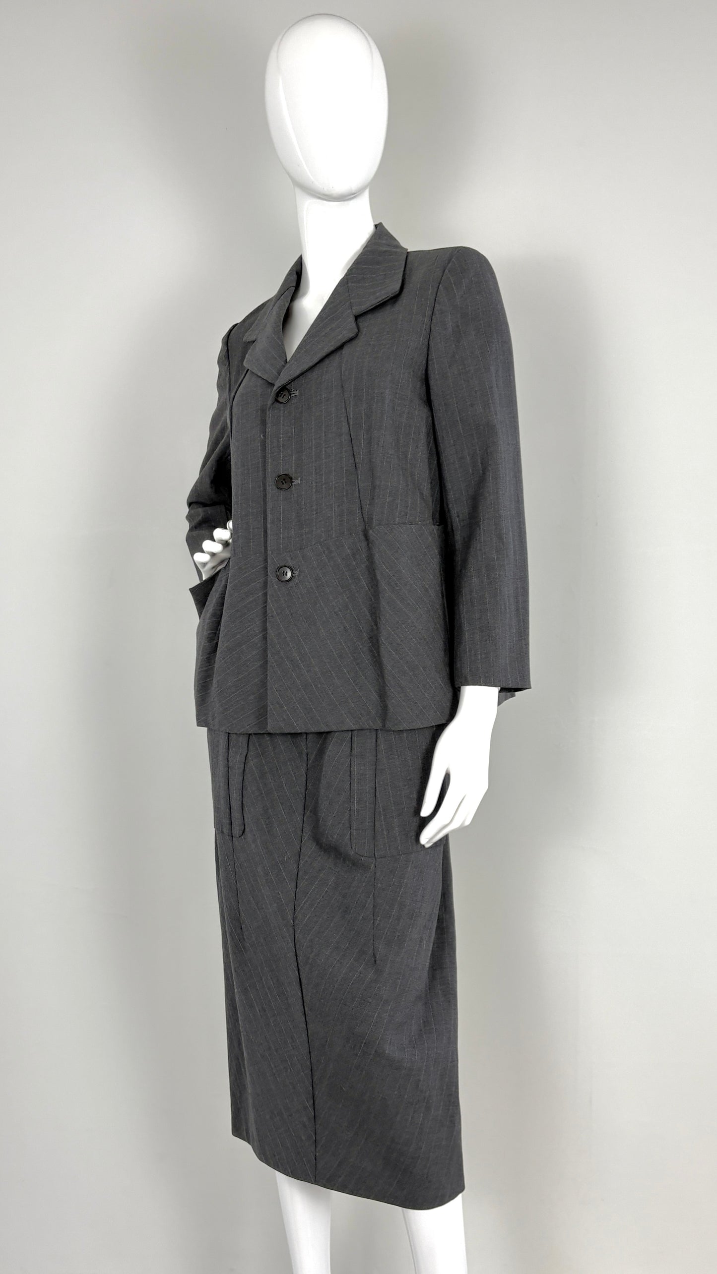 Comme des Garcons 1993 grey pinstripe ensemble