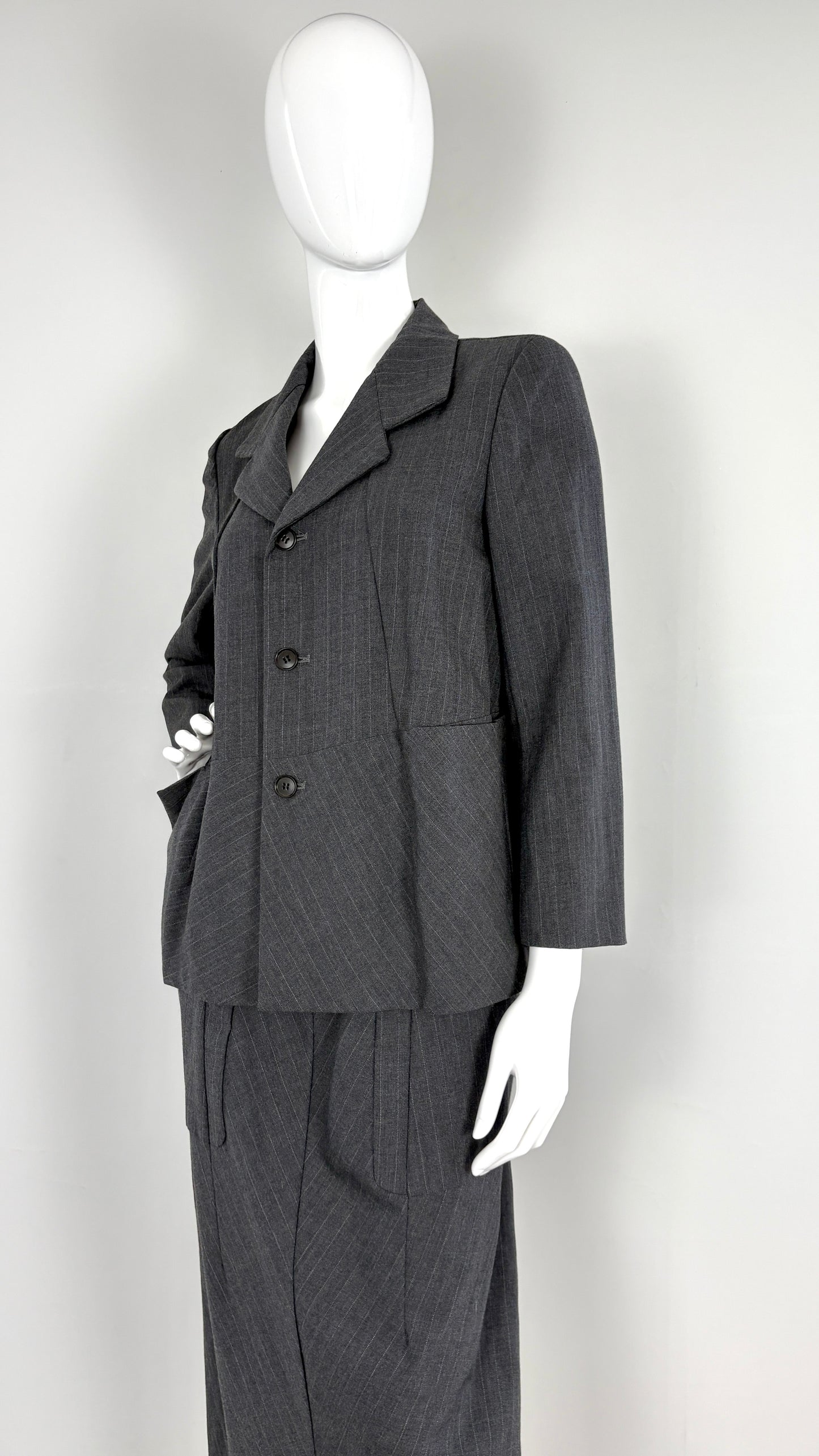 Comme des Garcons 1993 grey pinstripe ensemble