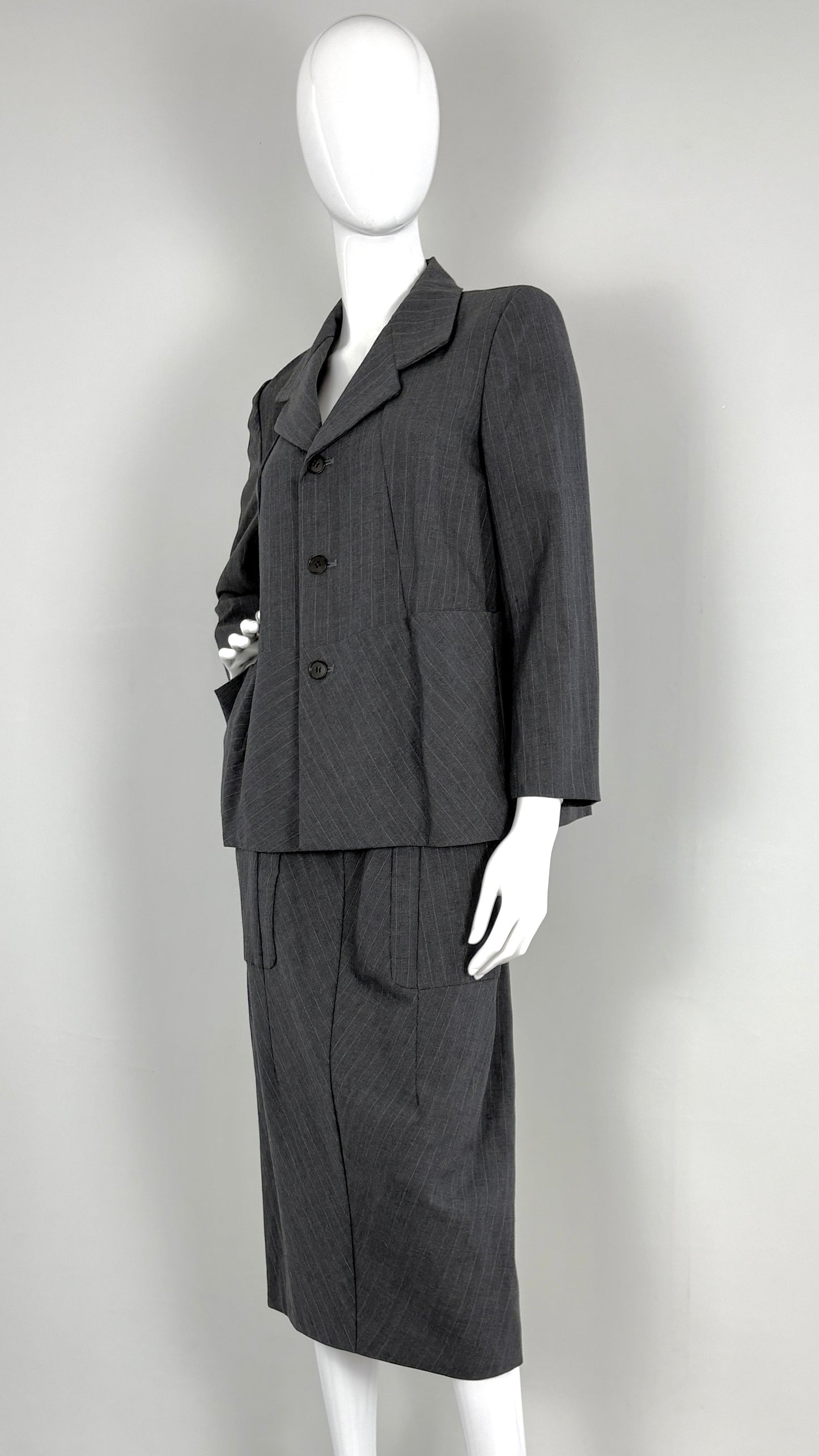 Comme des Garcons 1993 grey pinstripe ensemble