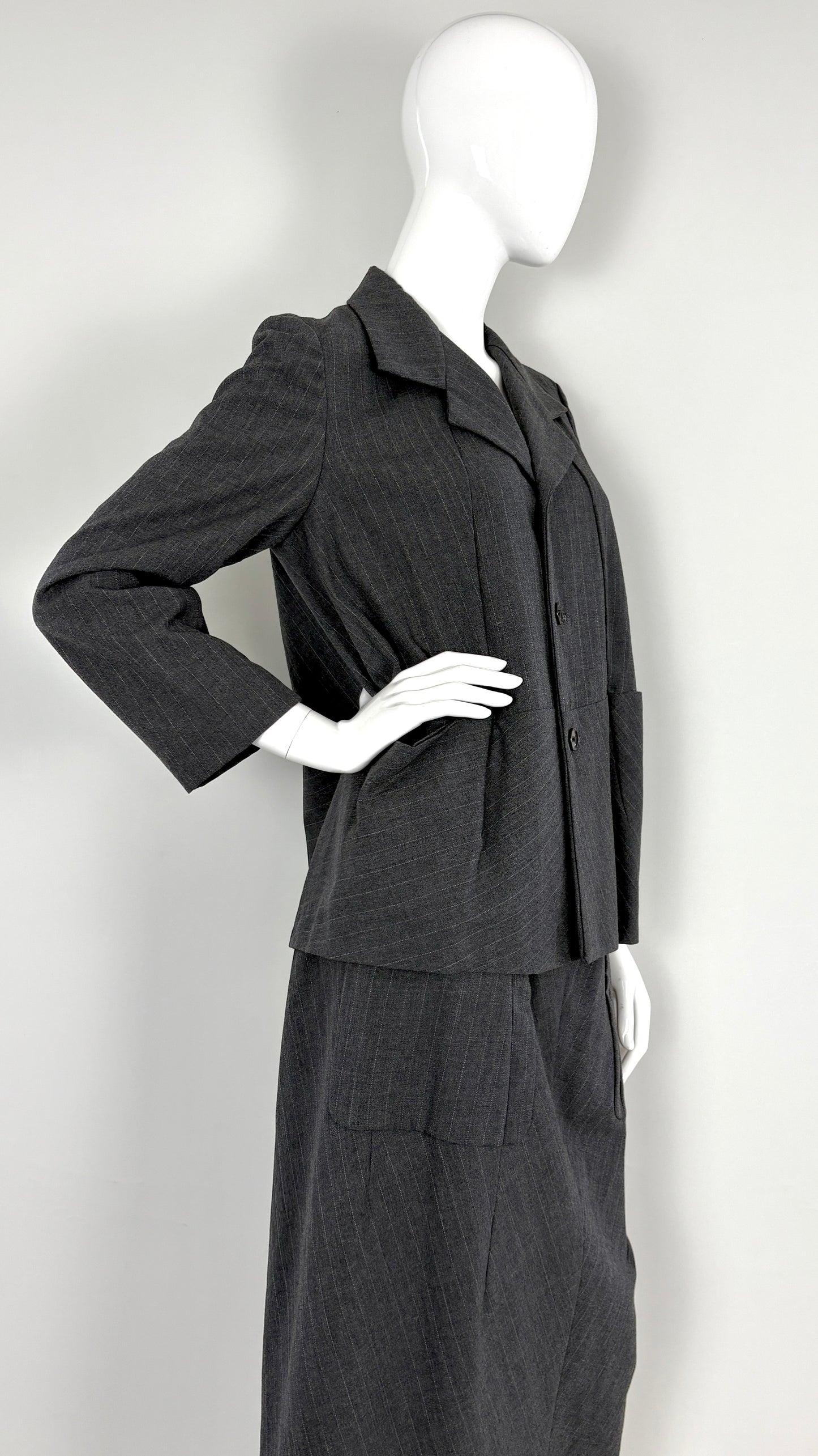 Comme des Garcons 1993 grey pinstripe ensemble
