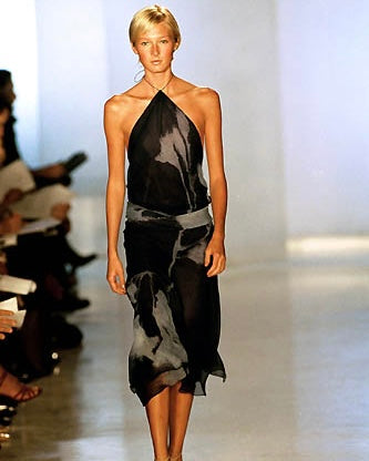 Donna Karan S/S 2000 floral print chiffon asymmetric dress
