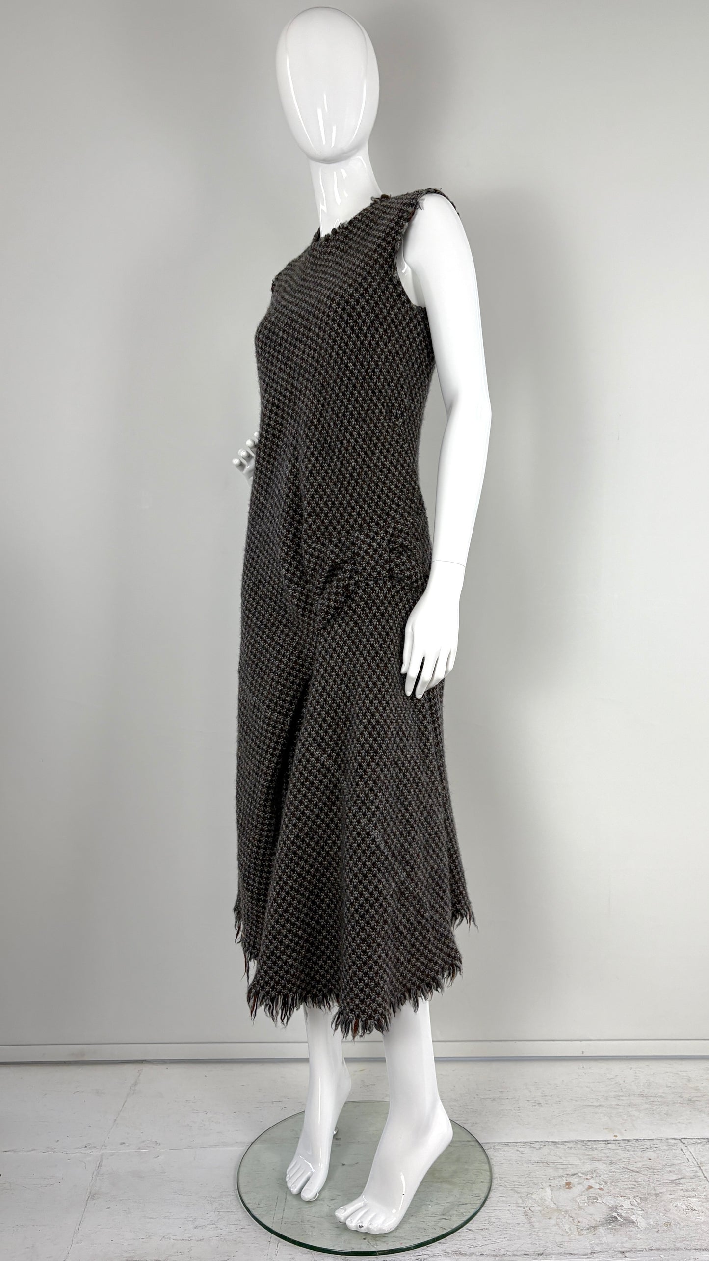 Junya Watanabe A/W 2003 integrated raw edge tweed bow dress