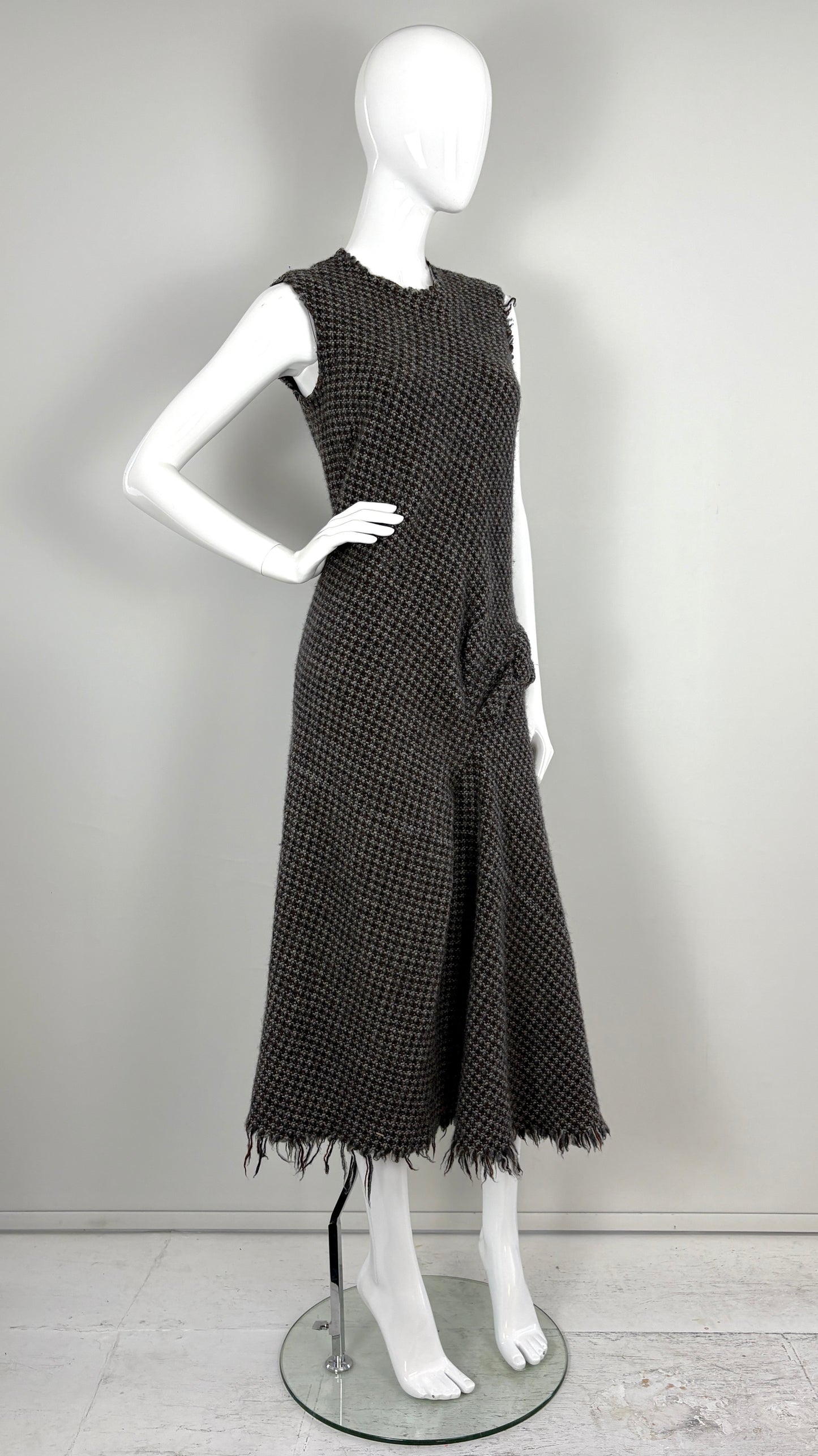Junya Watanabe A/W 2003 integrated raw edge tweed bow dress