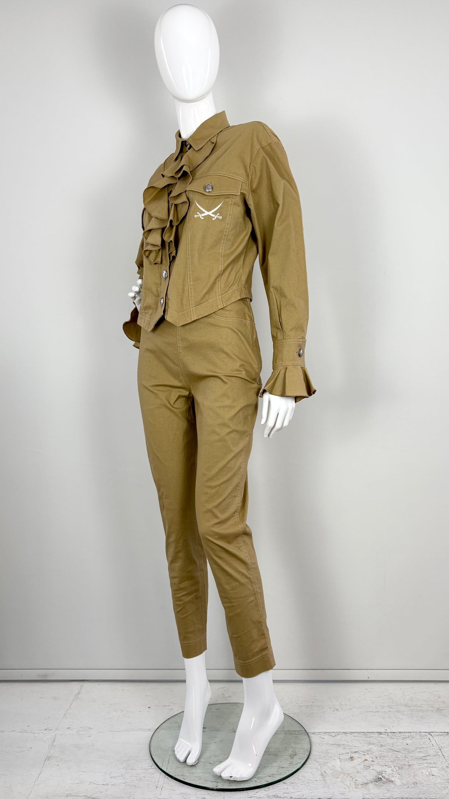Future Ozbek camel ensemble with sword embroidery
