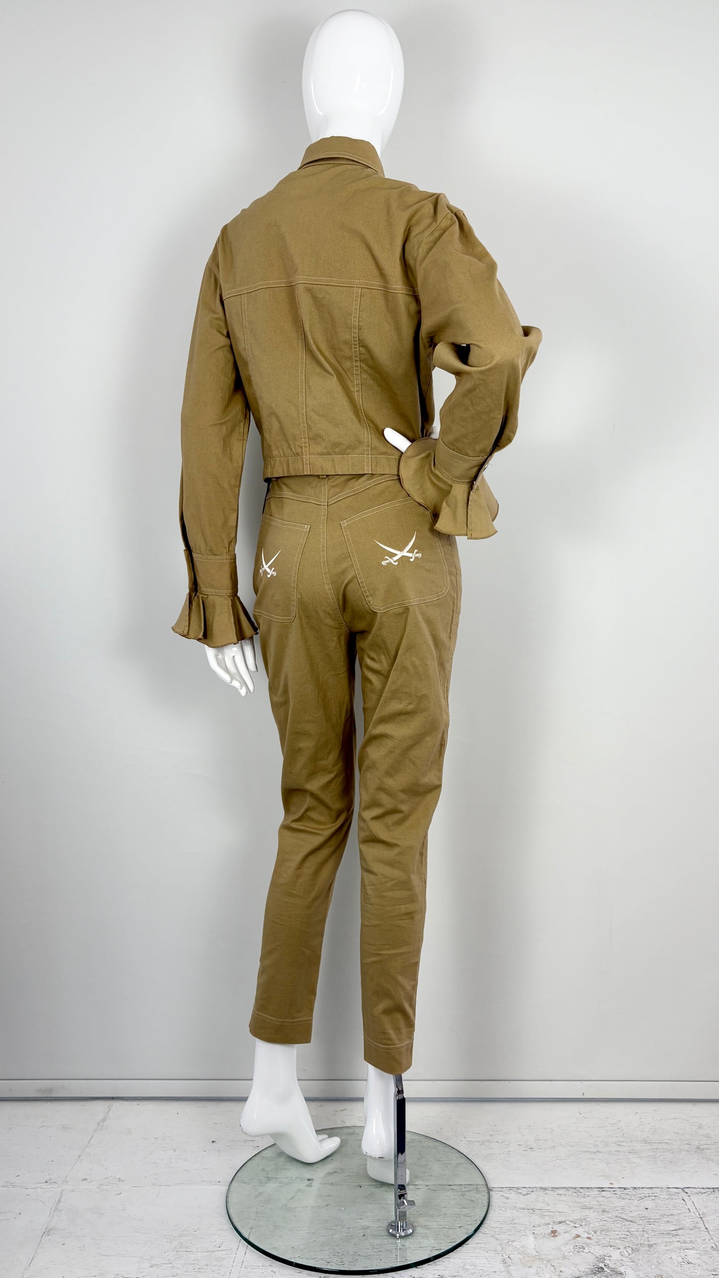 Future Ozbek camel ensemble with sword embroidery