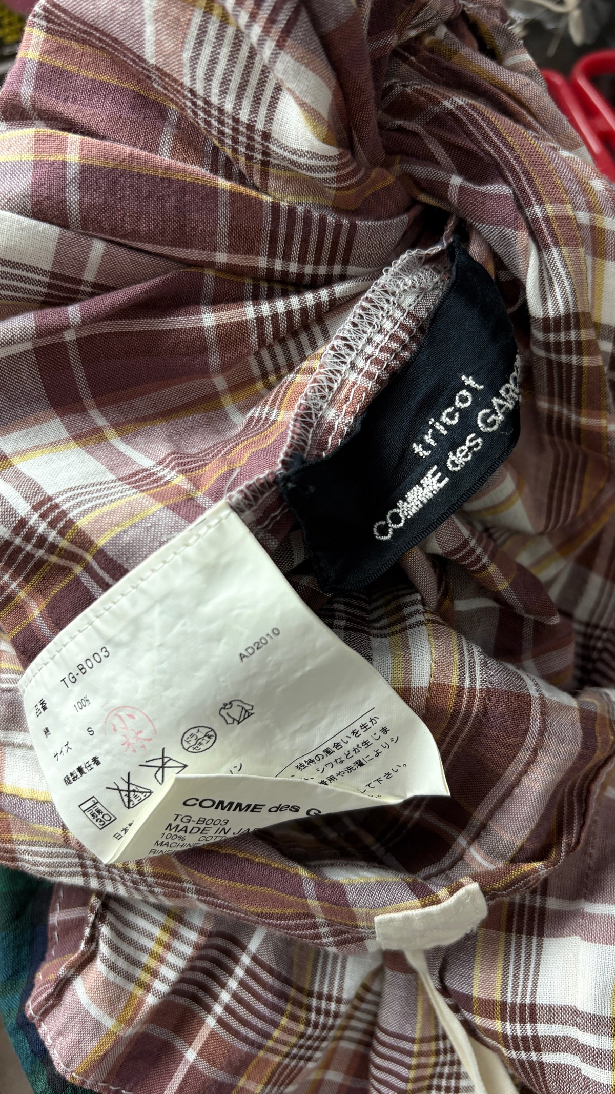 Comme des Garcons tricot 2011 draped plaid blouse