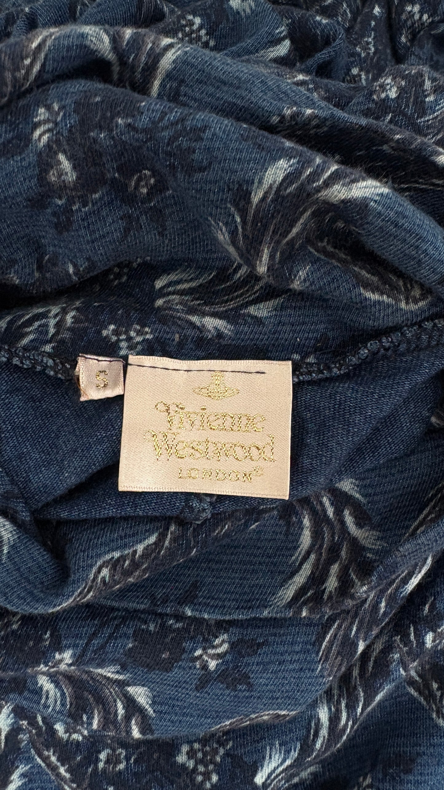 Vivienne Westwood A/W 1996 floral denim look jersey dress