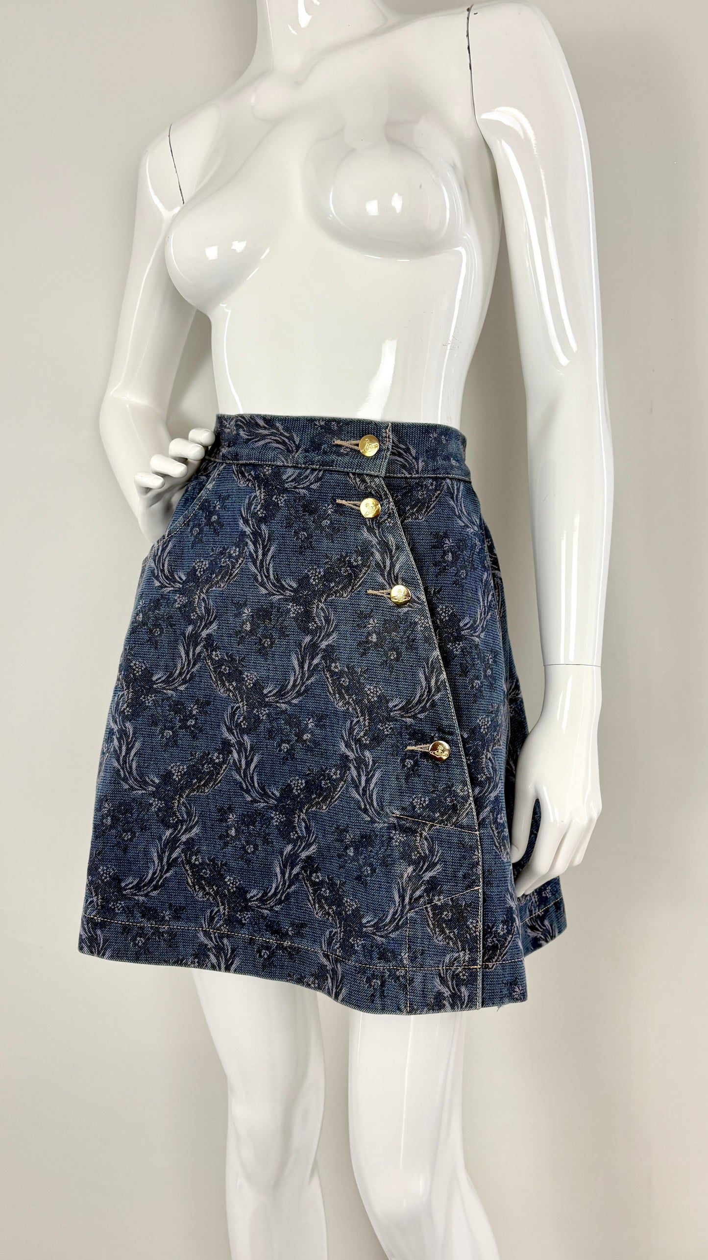 Vivienne Westwood A/W 1996 floral denim skirt