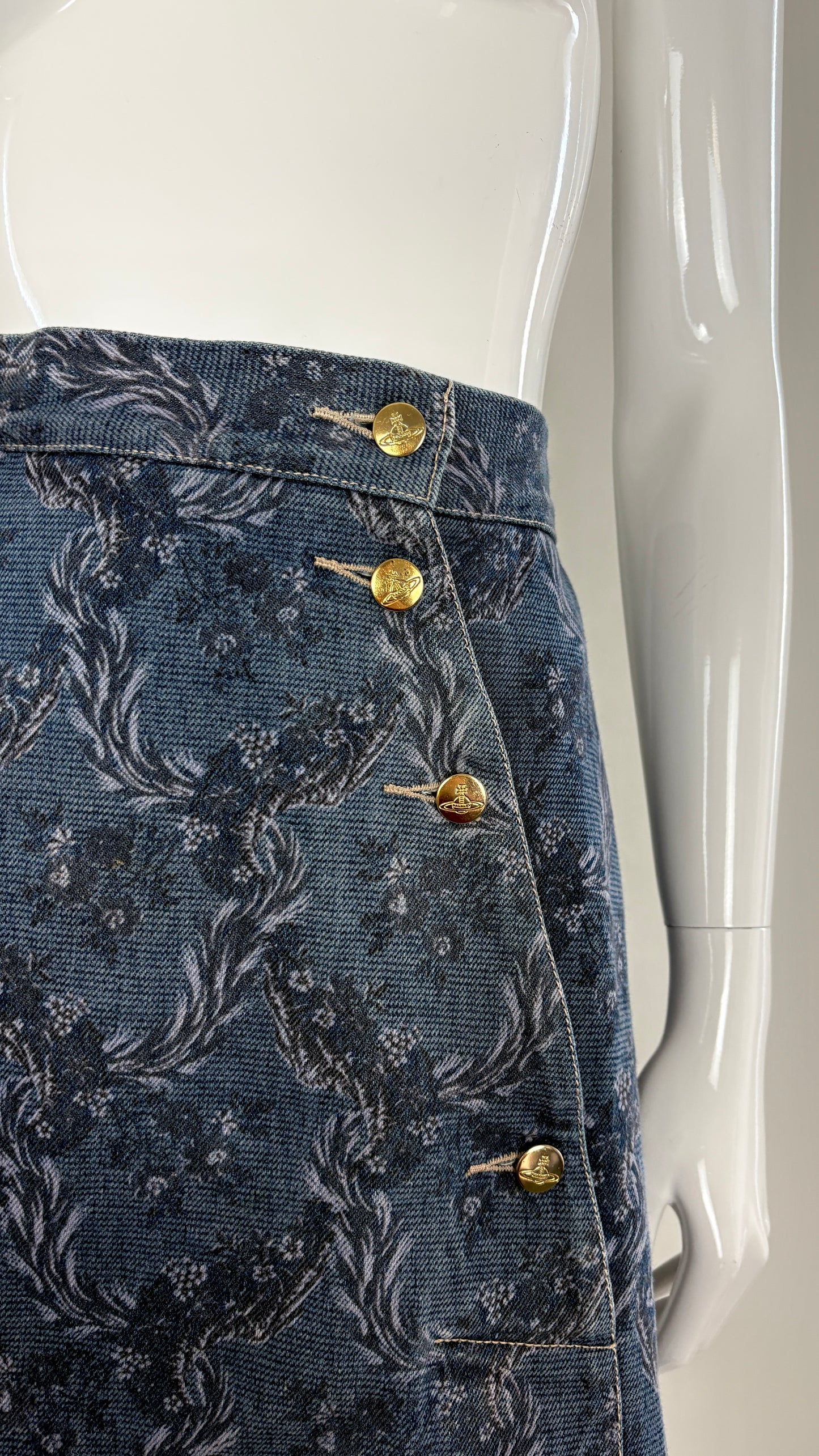 Vivienne Westwood A/W 1996 floral denim skirt