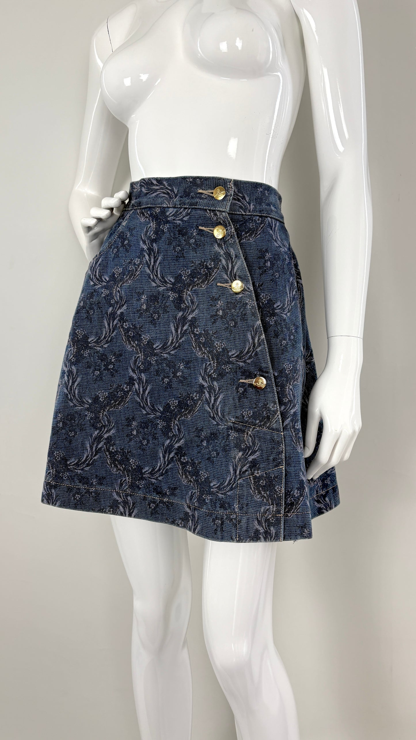Vivienne Westwood A/W 1996 floral denim skirt