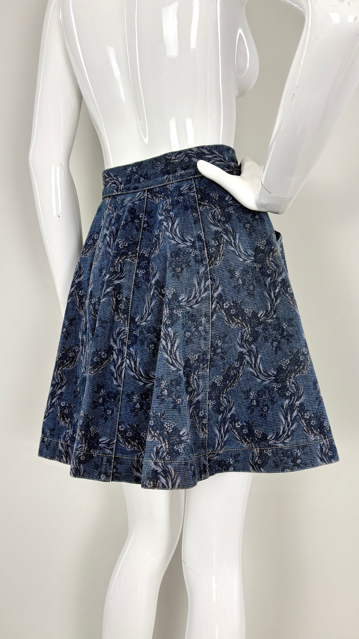 Vivienne Westwood A/W 1996 floral denim skirt