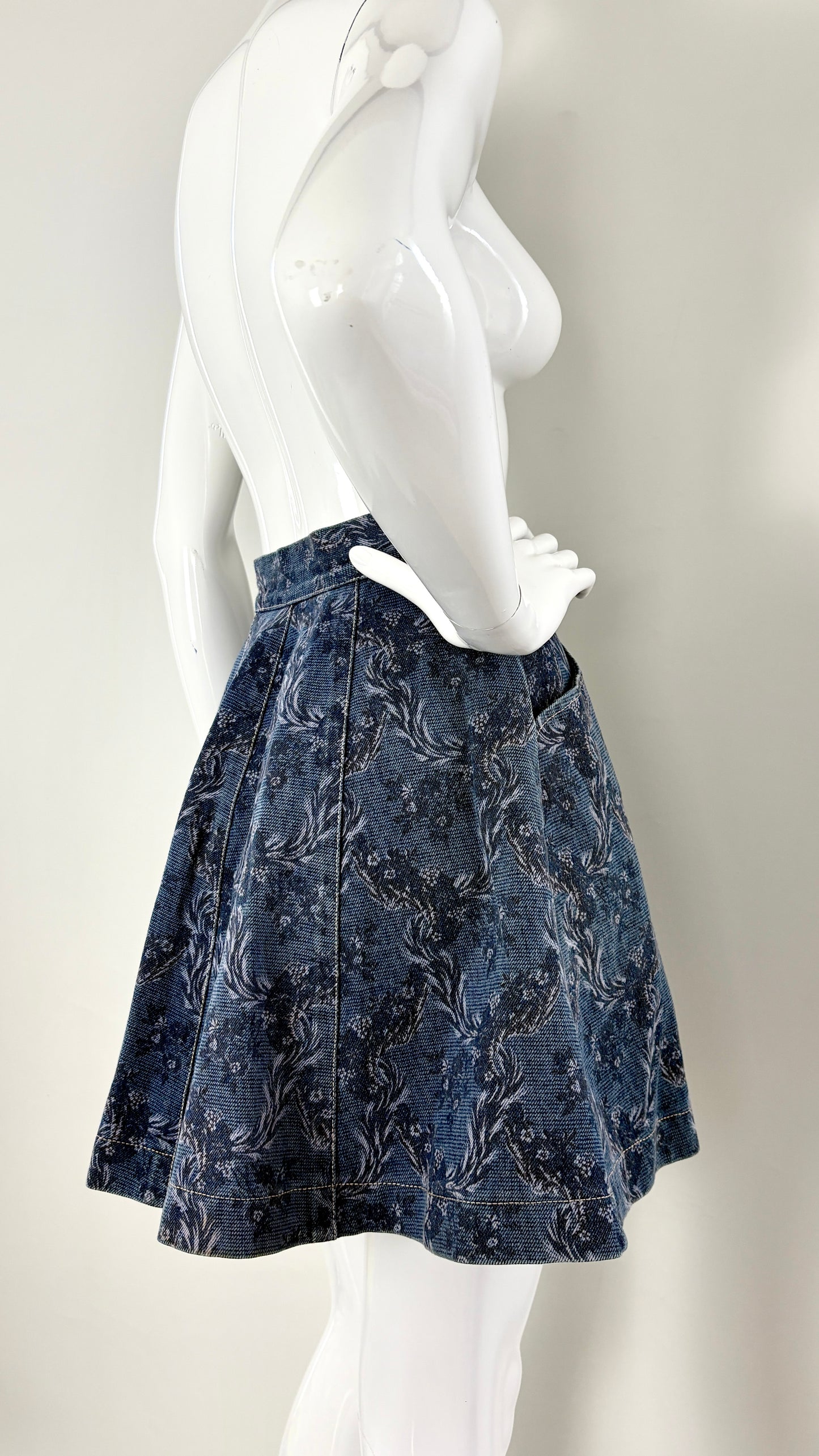 Vivienne Westwood A/W 1996 floral denim skirt