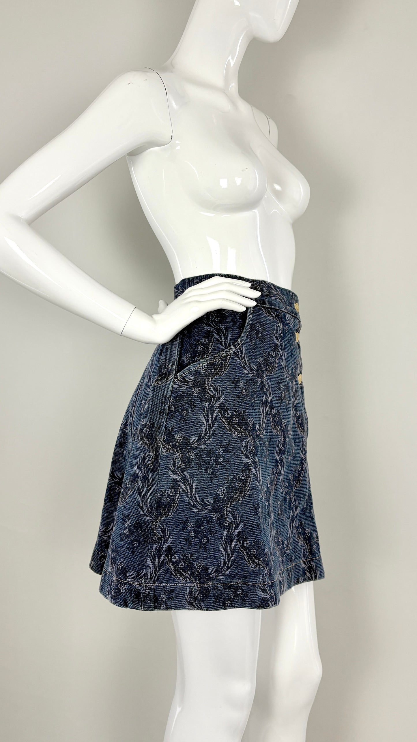 Vivienne Westwood A/W 1996 floral denim skirt