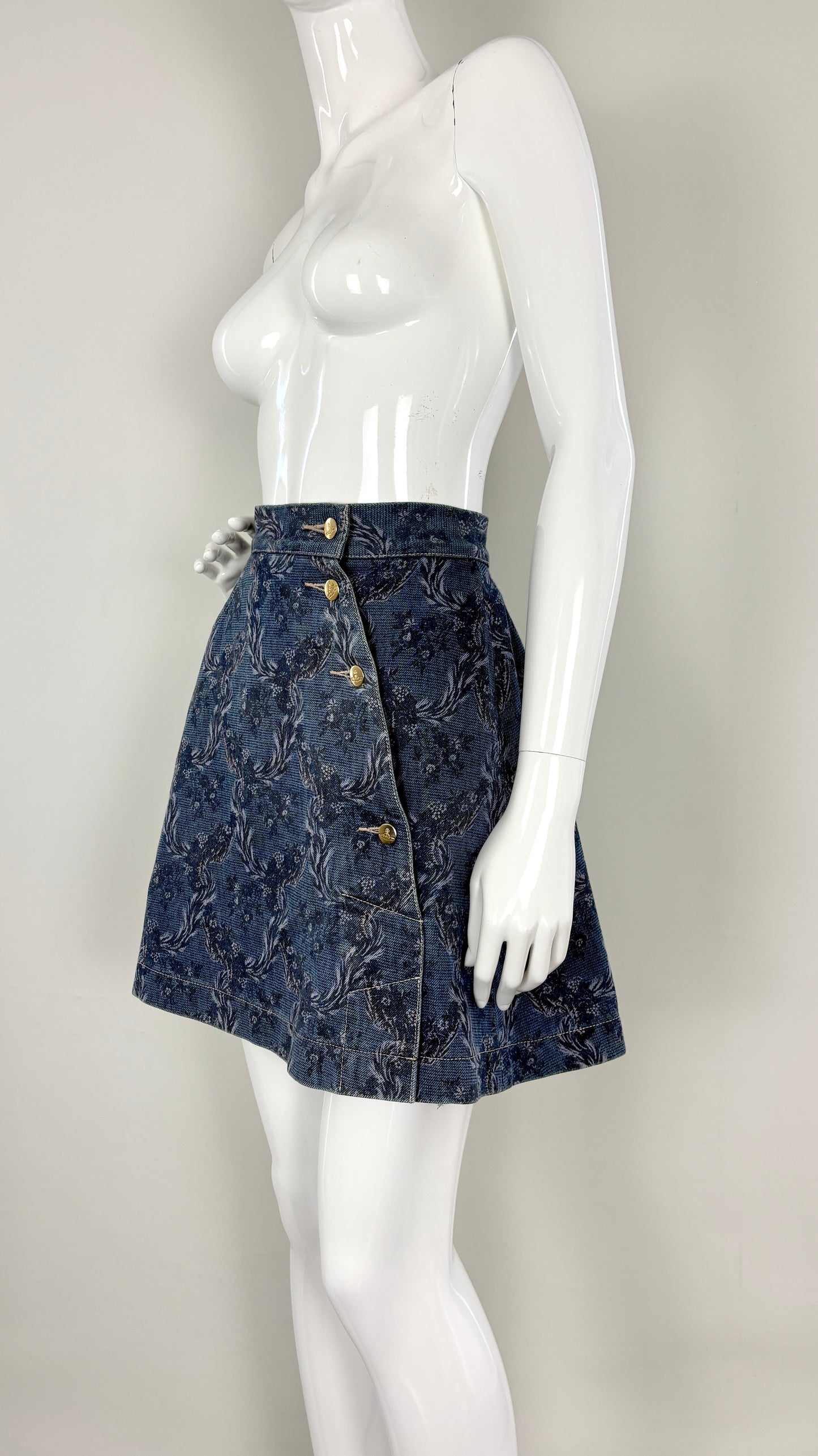 Vivienne Westwood A/W 1996 floral denim skirt