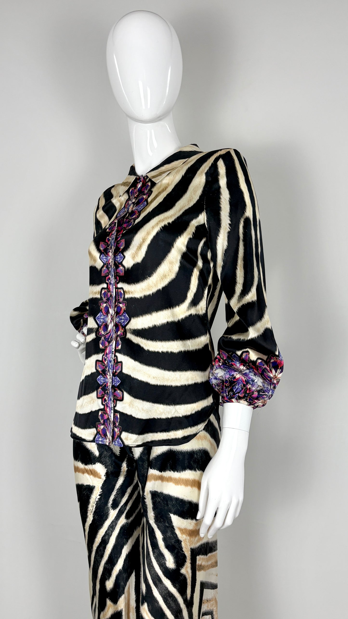 Roberto Cavalli zebra and gemstone print ensemble