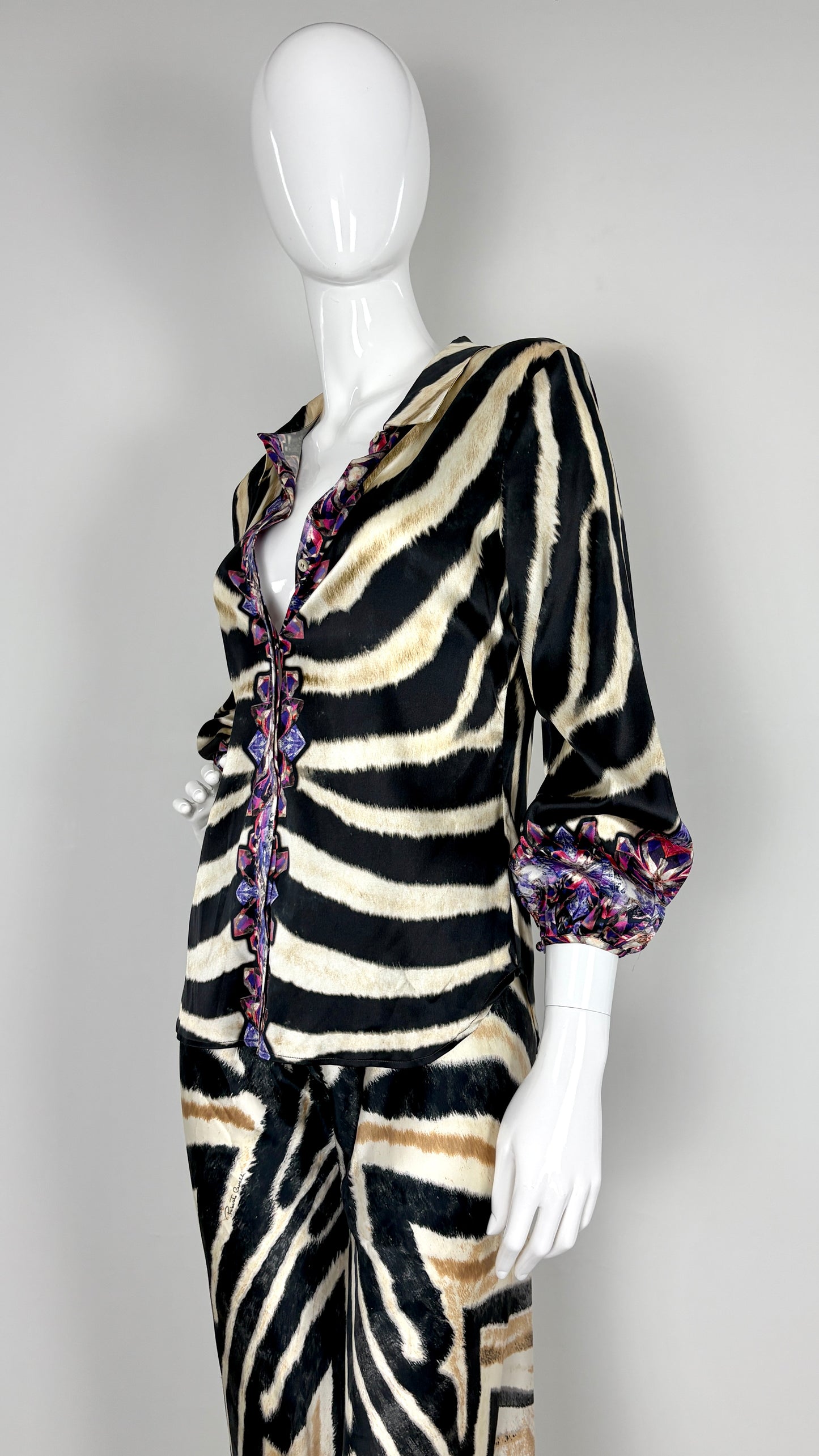 Roberto Cavalli zebra and gemstone print ensemble