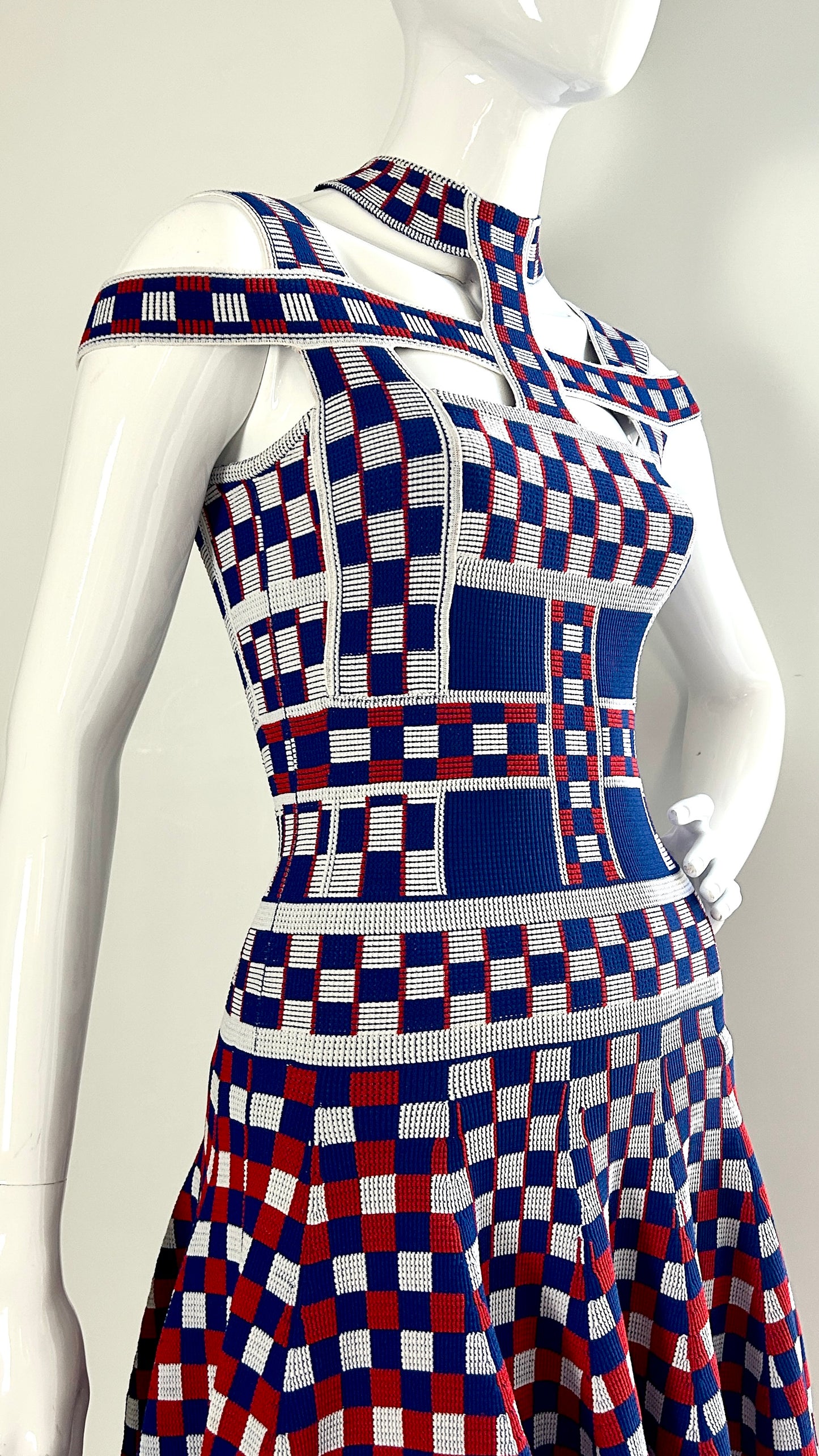 Alexander McQueen S/S 2014 chequerboard knitted dress
