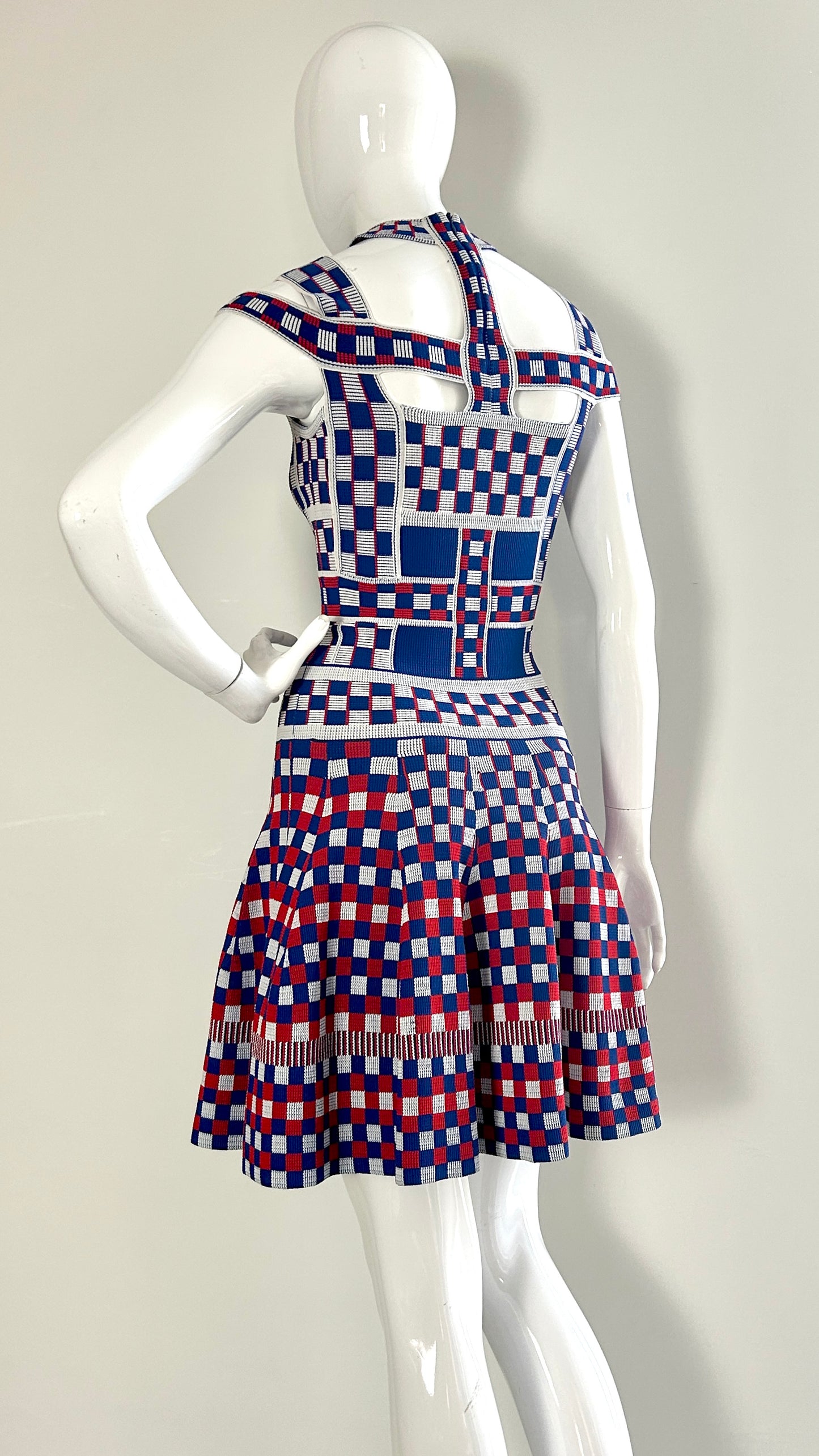 Alexander McQueen S/S 2014 chequerboard knitted dress