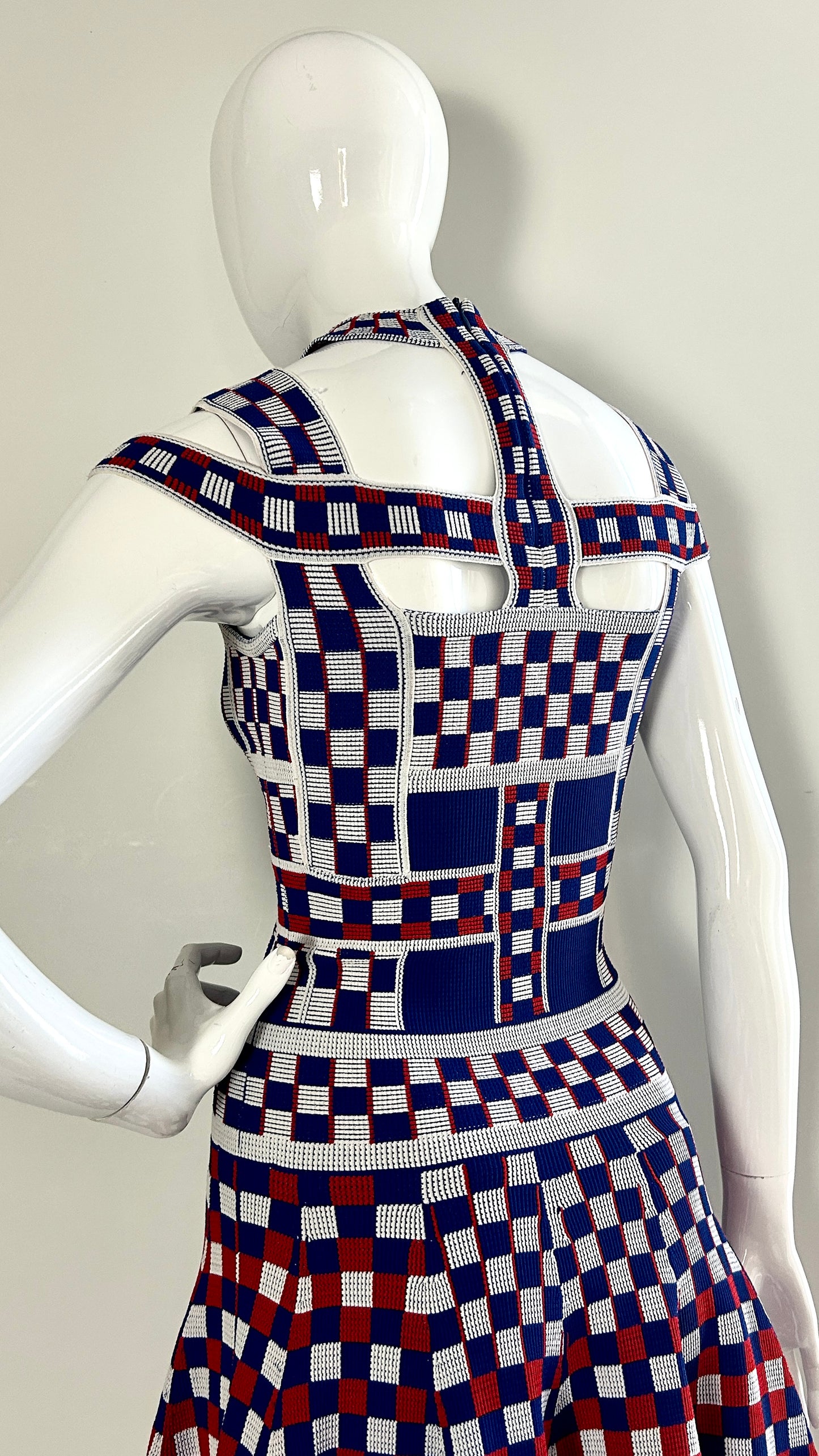 Alexander McQueen S/S 2014 chequerboard knitted dress